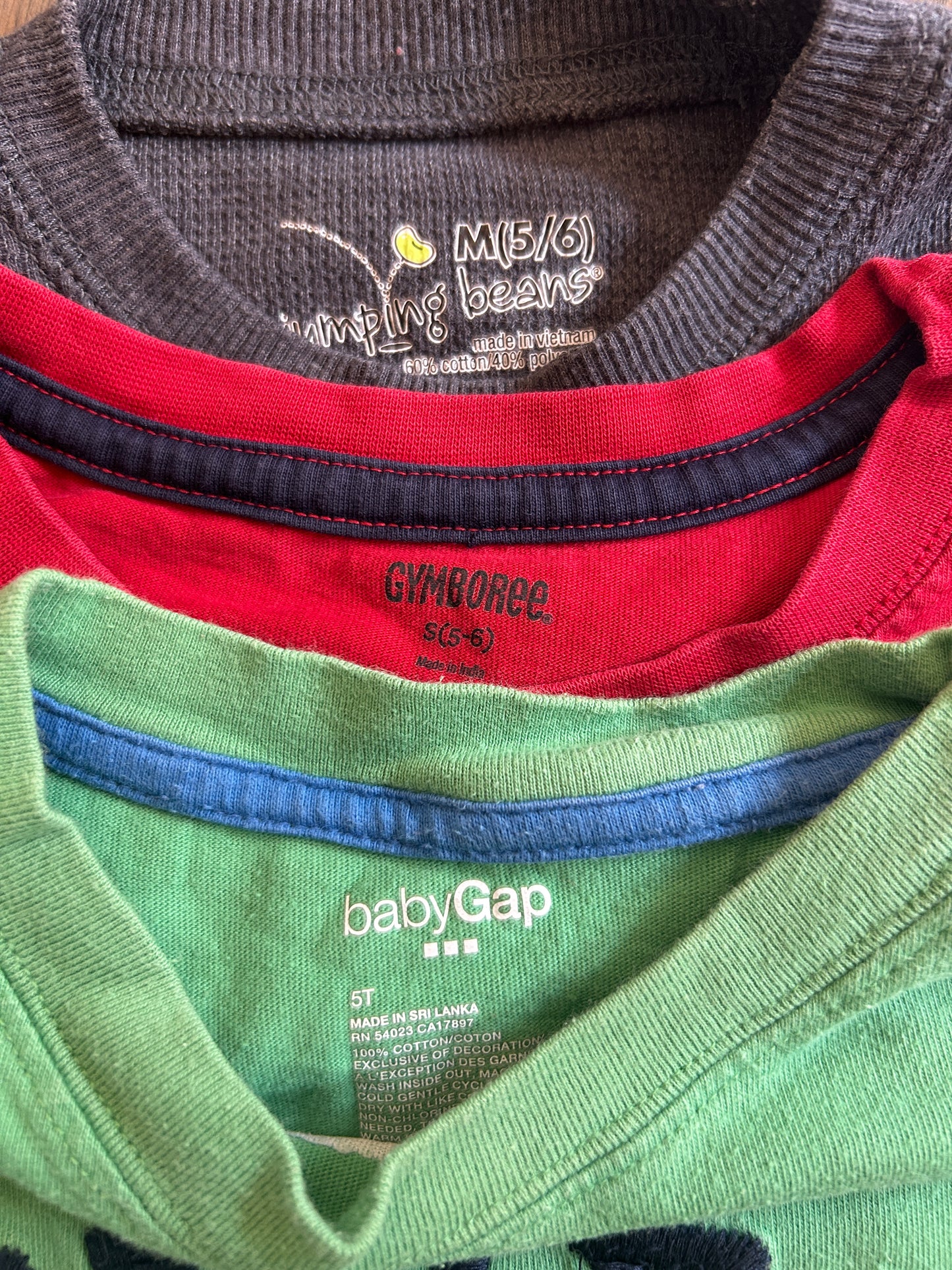 Lot of Gymboree, Jumping Beans, Baby Gap, three long sleeve shirts, boy, size 5T, 5-6
