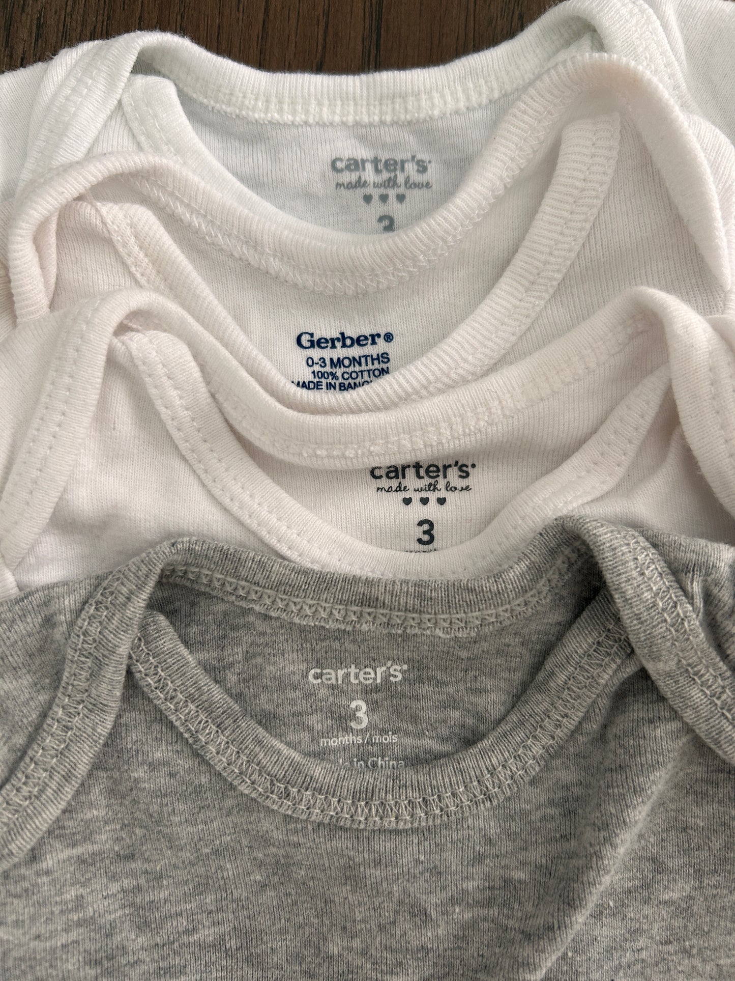 Lot of 4, boy or girl onesies, size 0-3, 3 months