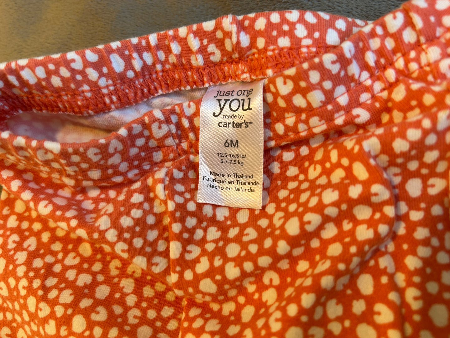 Lot Carter’s Just One Year, Child of Mine, one shirt, one pant, one romper, girl, size 3-6 months, 6 months