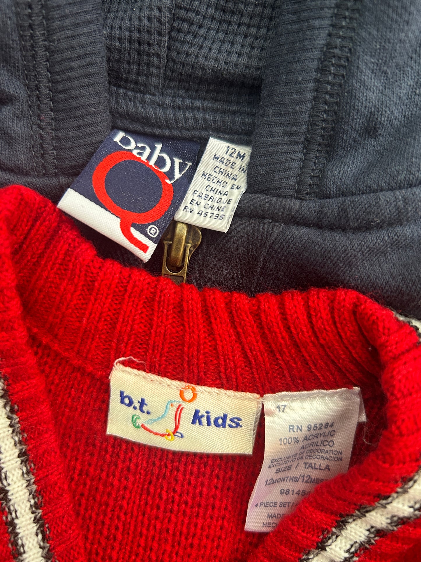 Lot of 2, boys long sleeve, hoodie, sweater, size 12 months