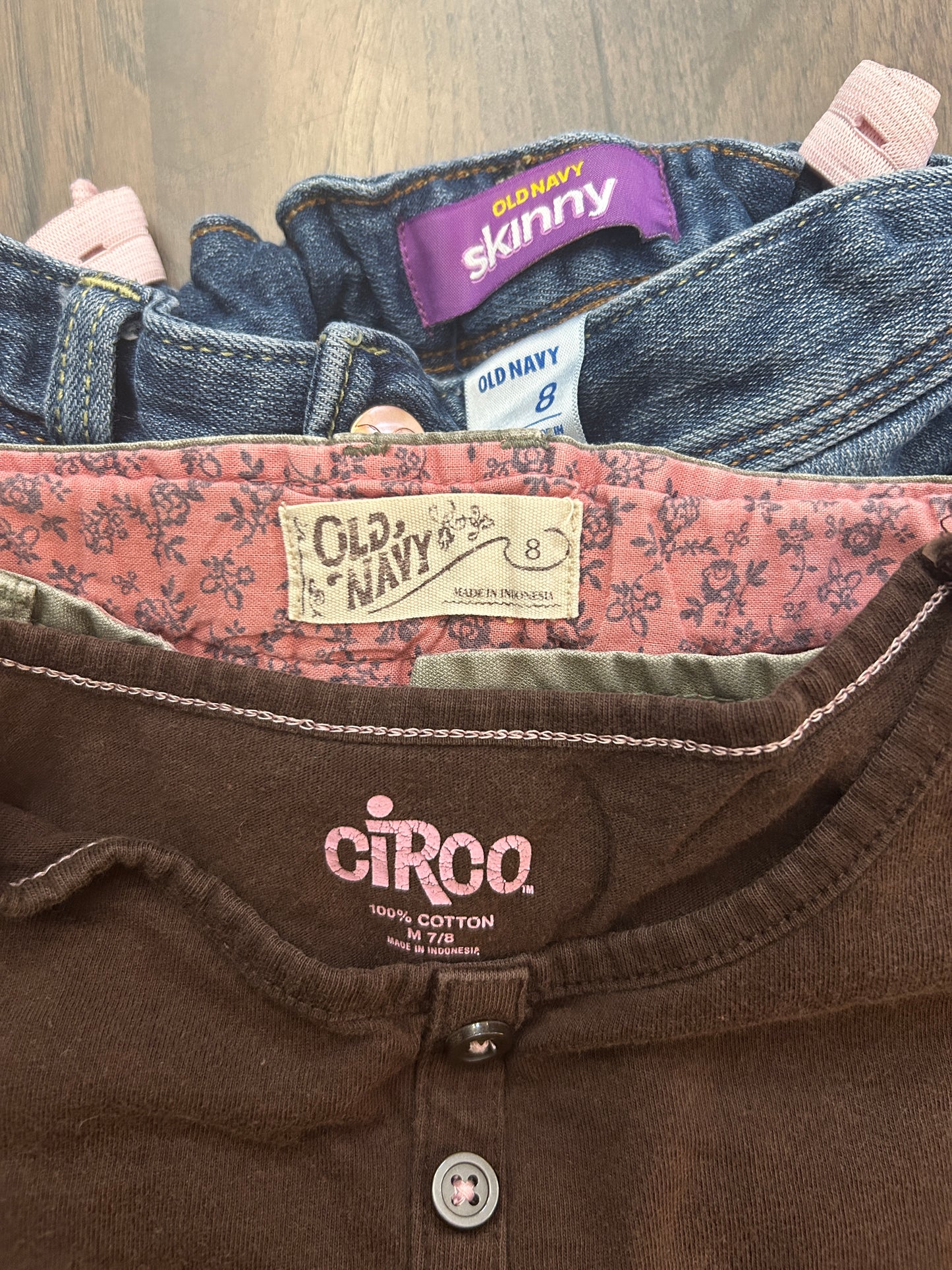 Lot of Circo, Old Navy, one long sleeve, two pants, girl, size 7/8, 8
