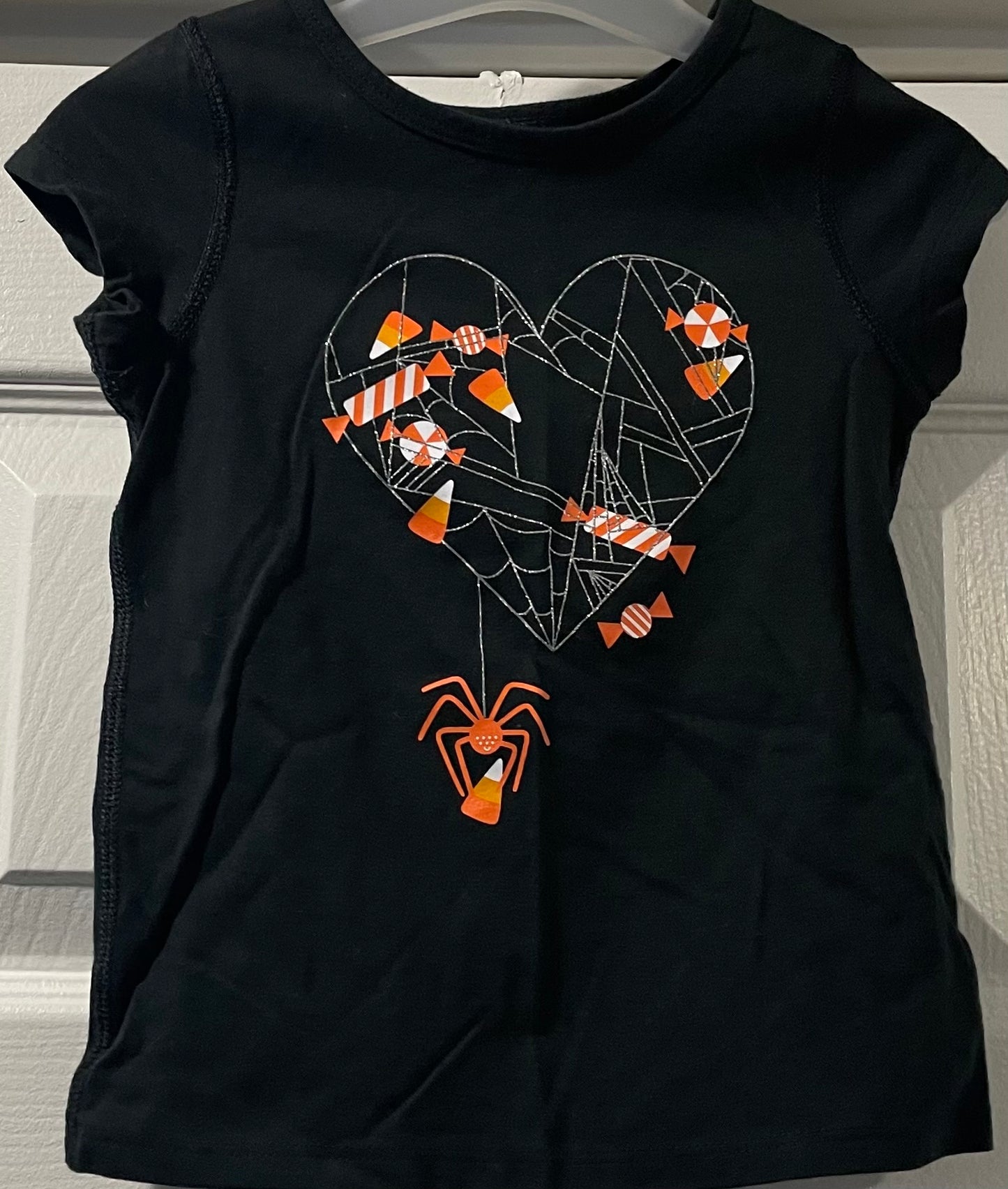 Cat & Jack T-Shirt, Girls Sz 2T, Black, Halloween Spider