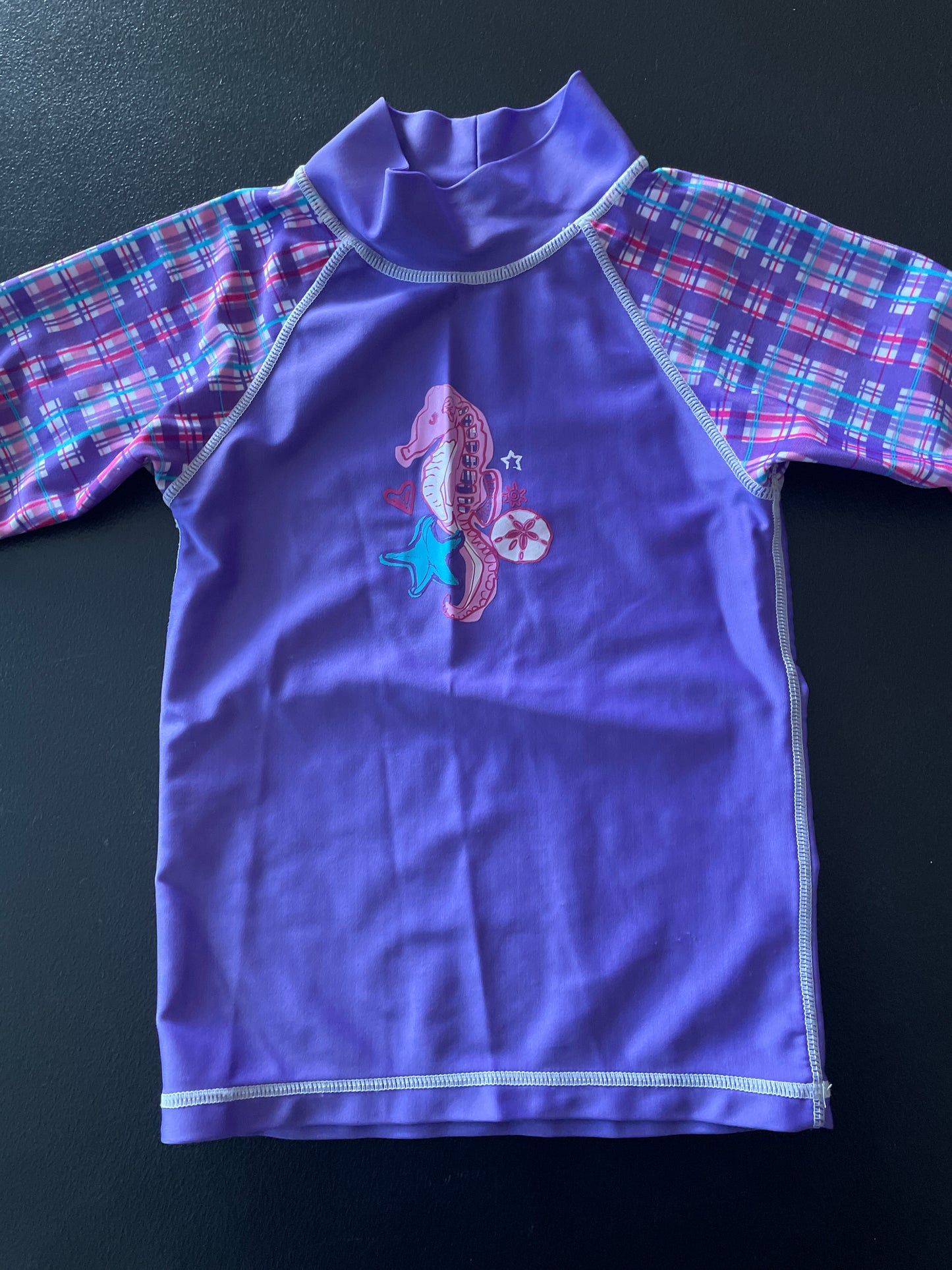 UV Skinz Rash Guard, Girls Sz 4T, Purple, Seahorse