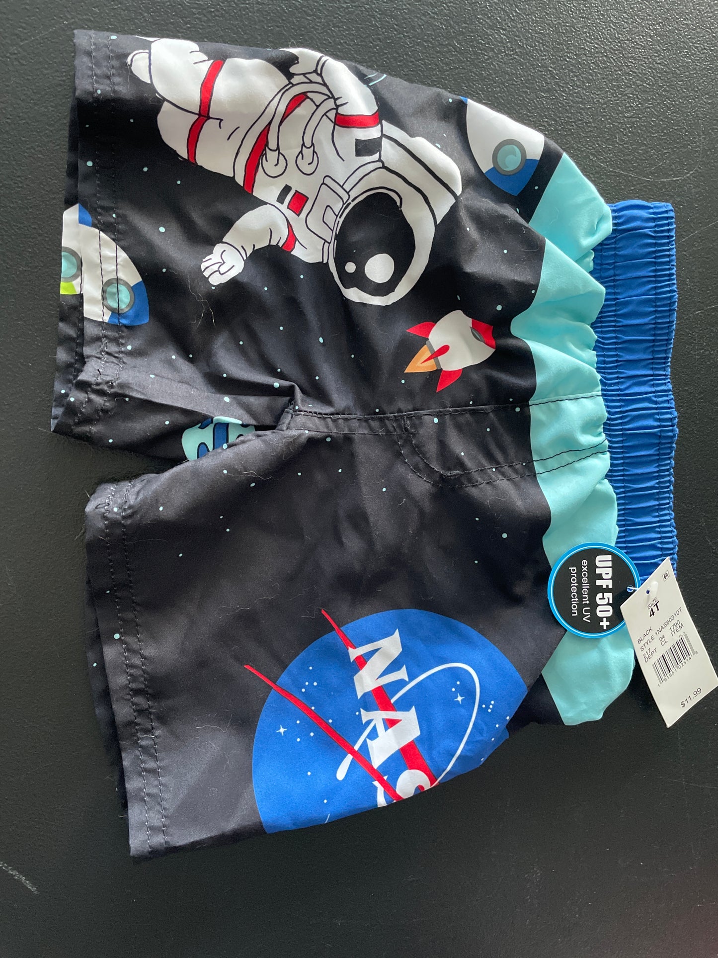 Chemistry Swim Trunks, Boys Sz 4T, Black, Astronaut