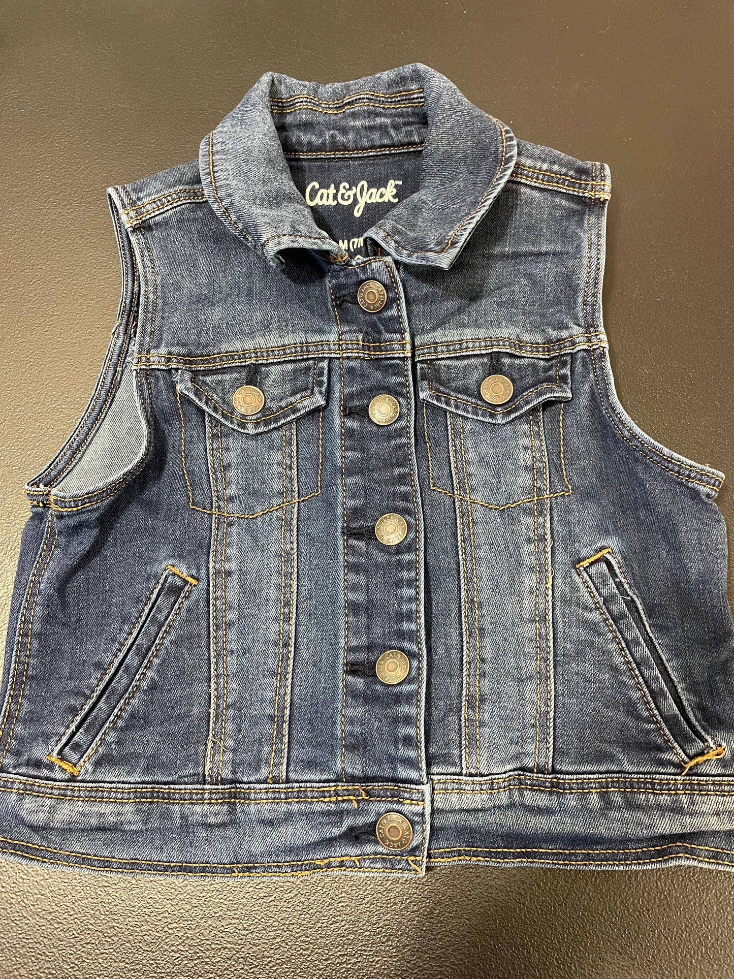 7/8 Girls Jean Vest, Dark Wash