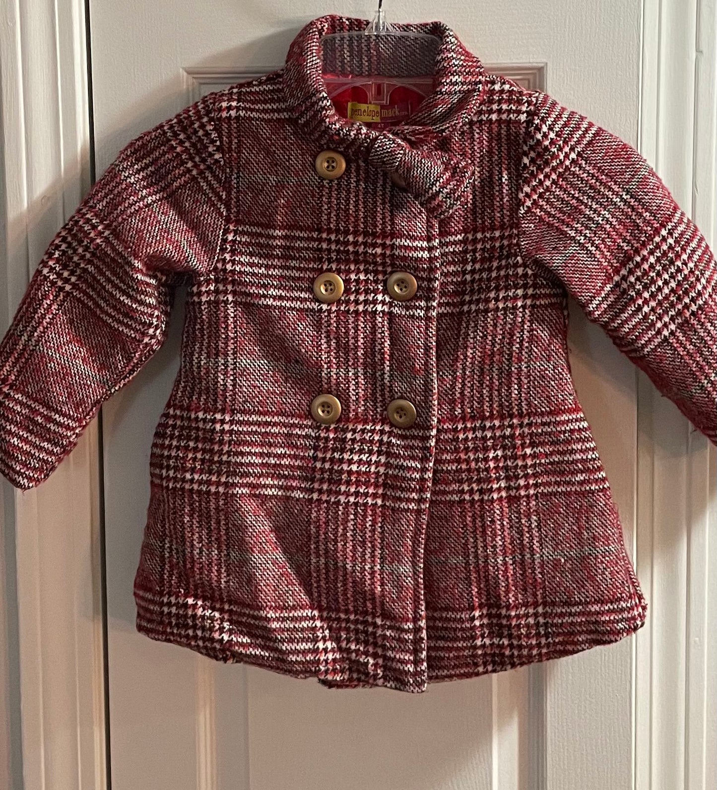 4T Girls Dress Coat, Red Plaid