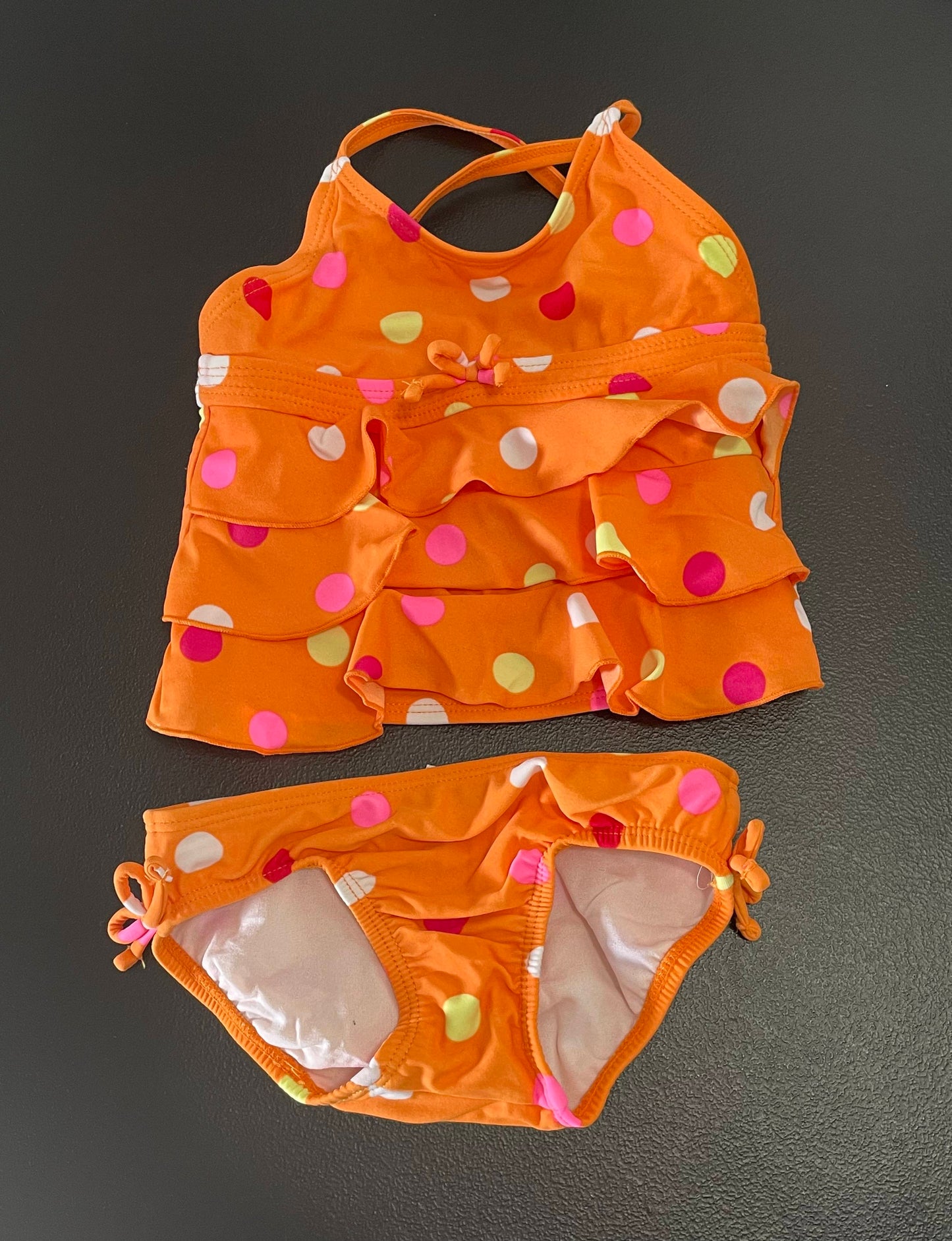 24m Girls Tankini, Orange Polkadot