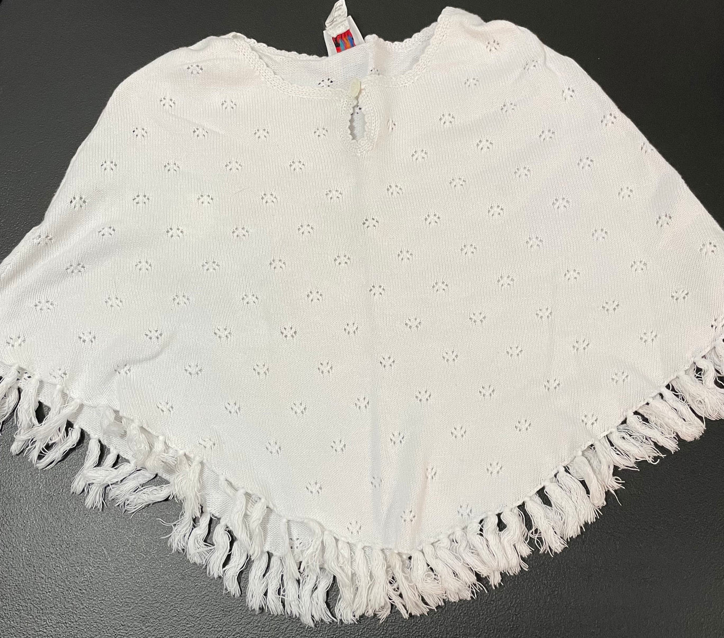 4/5 (XS) Girls Poncho, White