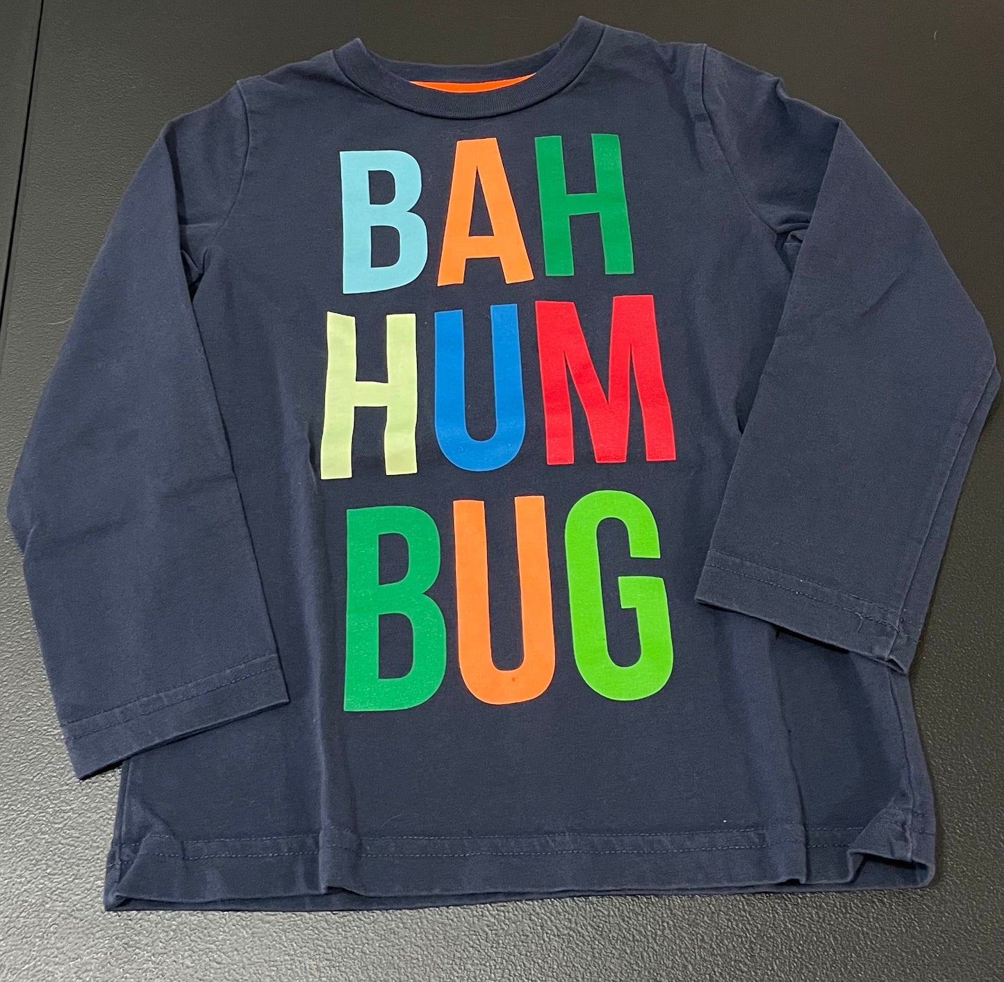 3/4 Boys Long Sleeve Tee, Navy Christmas