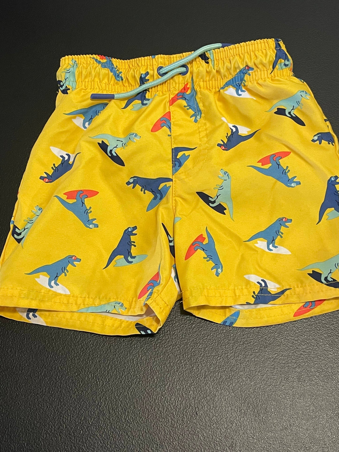 2T Boys Swim Trunks, Yellow, T-Rex