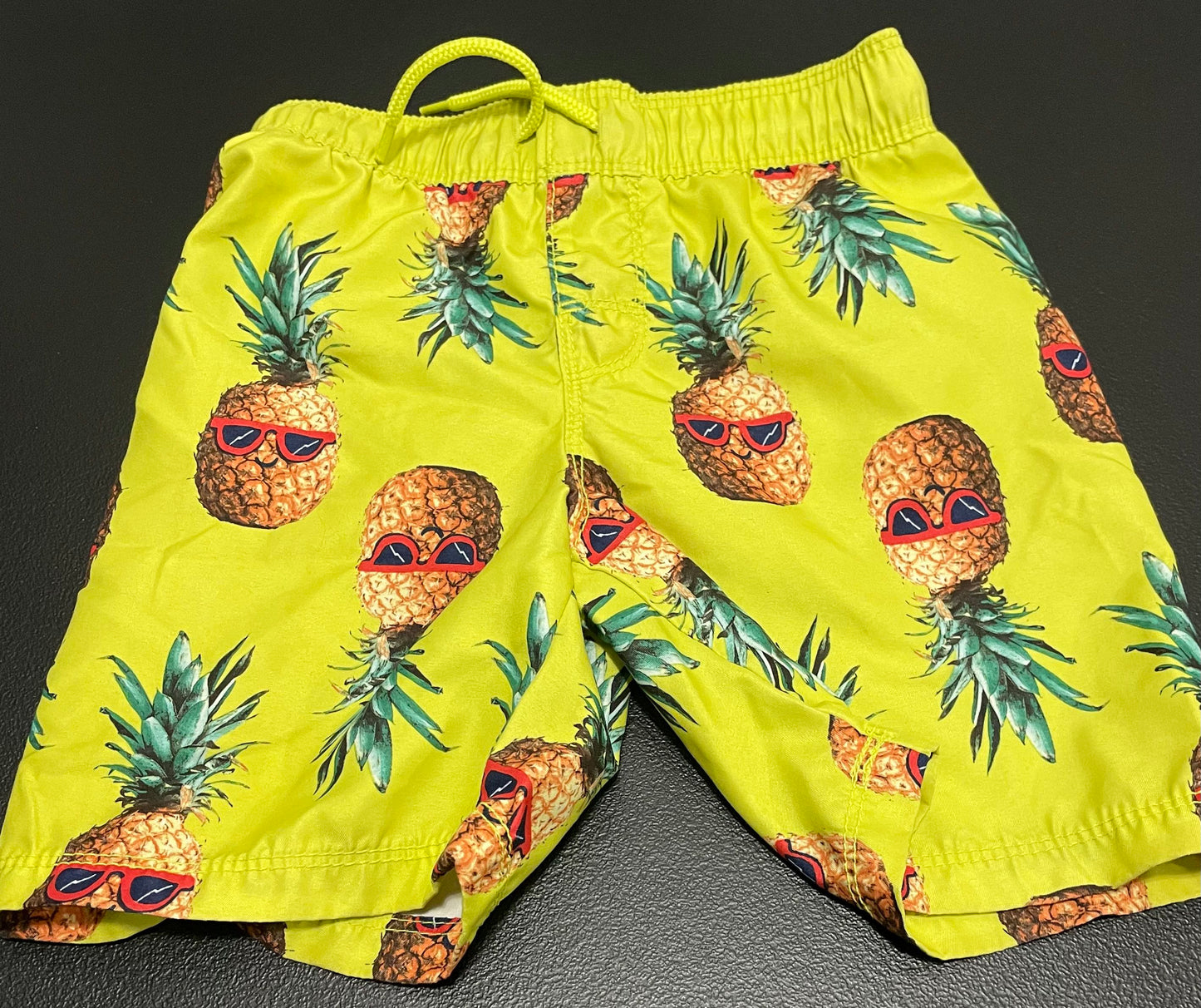 4T Boys Swim Trunks, Lime Green, Pineapples