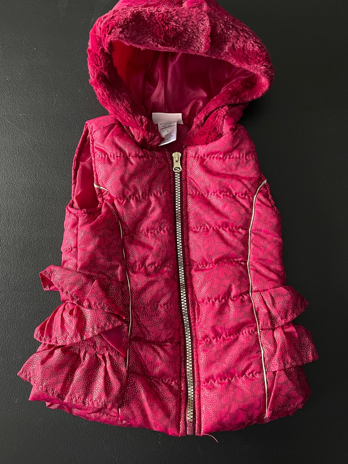 4 Girls Puffer Vest, Grape w/Gold