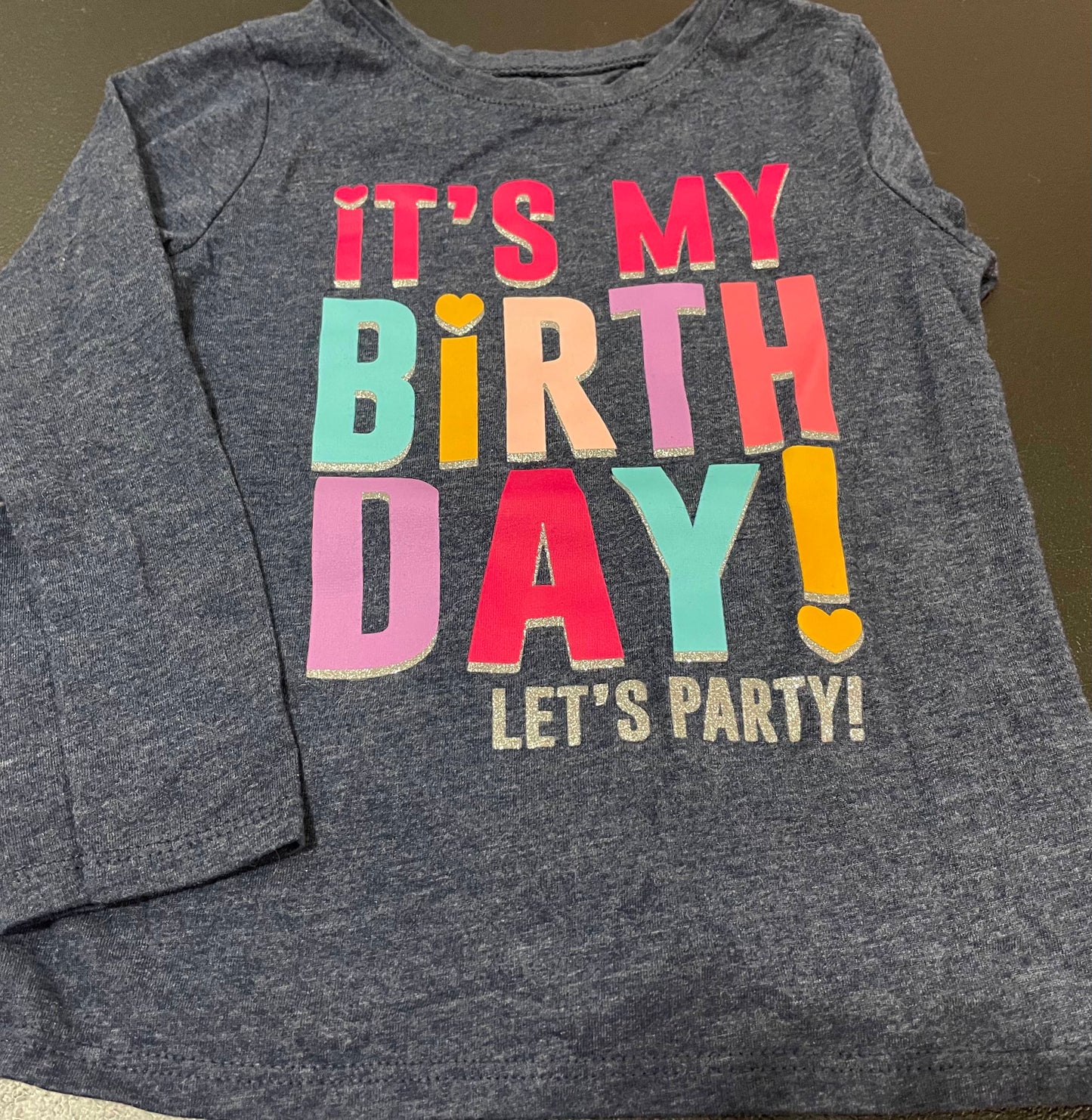 3T Girls Long Sleeve, Navy / Birthday