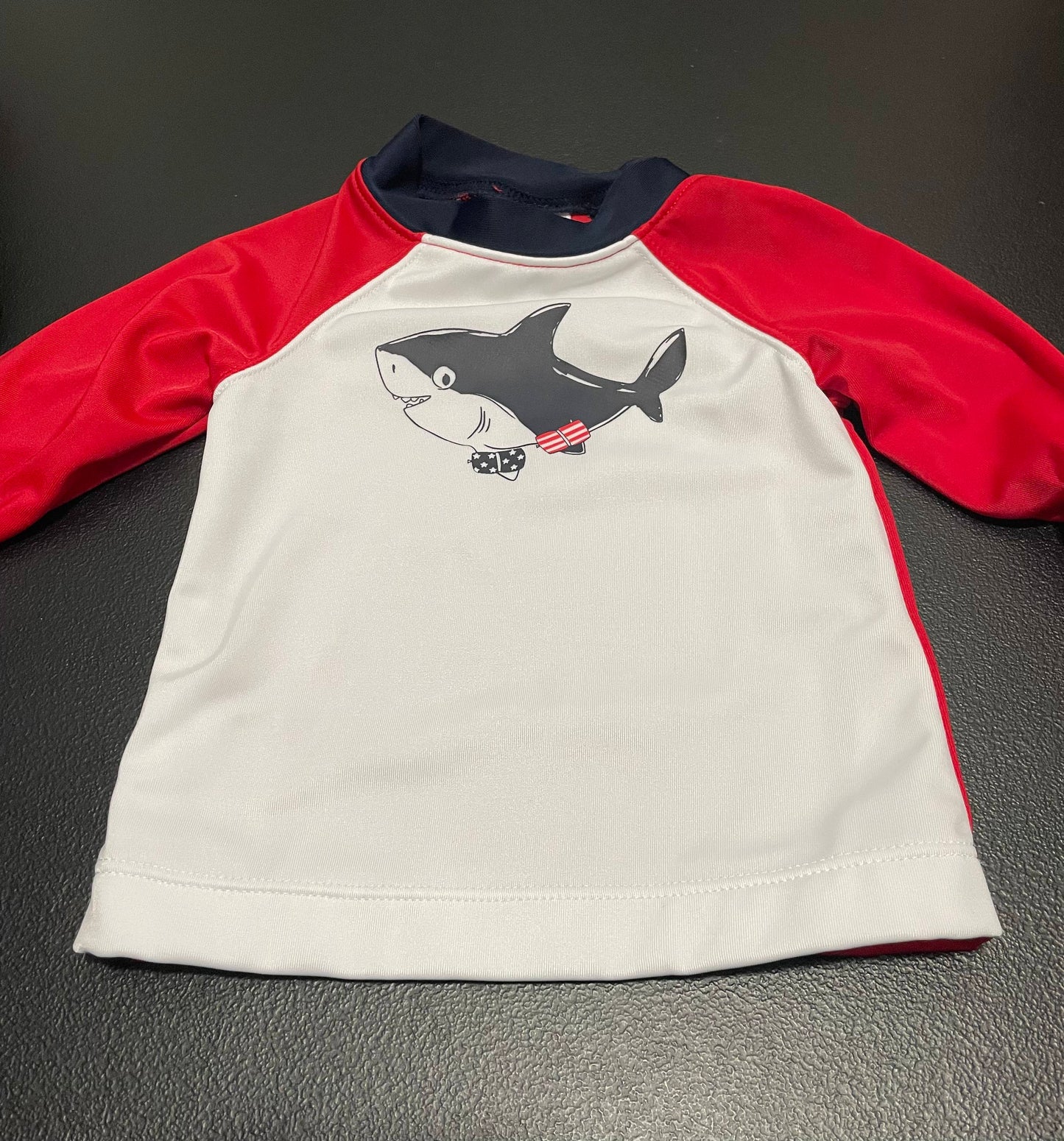 3-6M Boys Rash Guard, Patriotic Shark