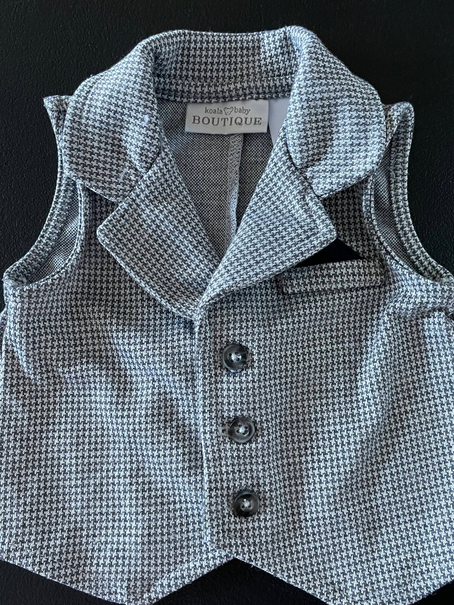 3M Boys Vest, Grey Houndstooth