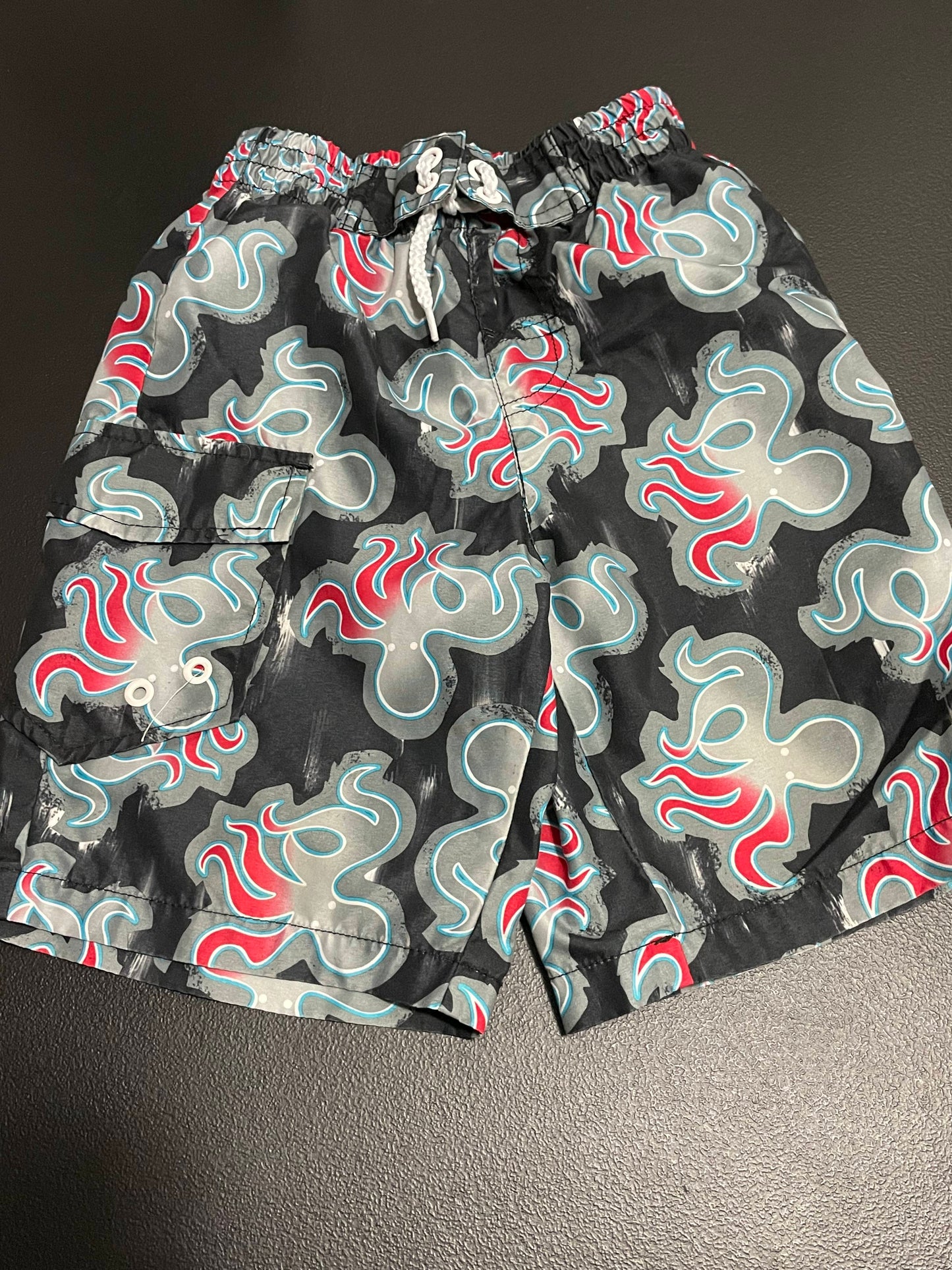 4/5 Boys Swim Trunks, Black w/Octopus