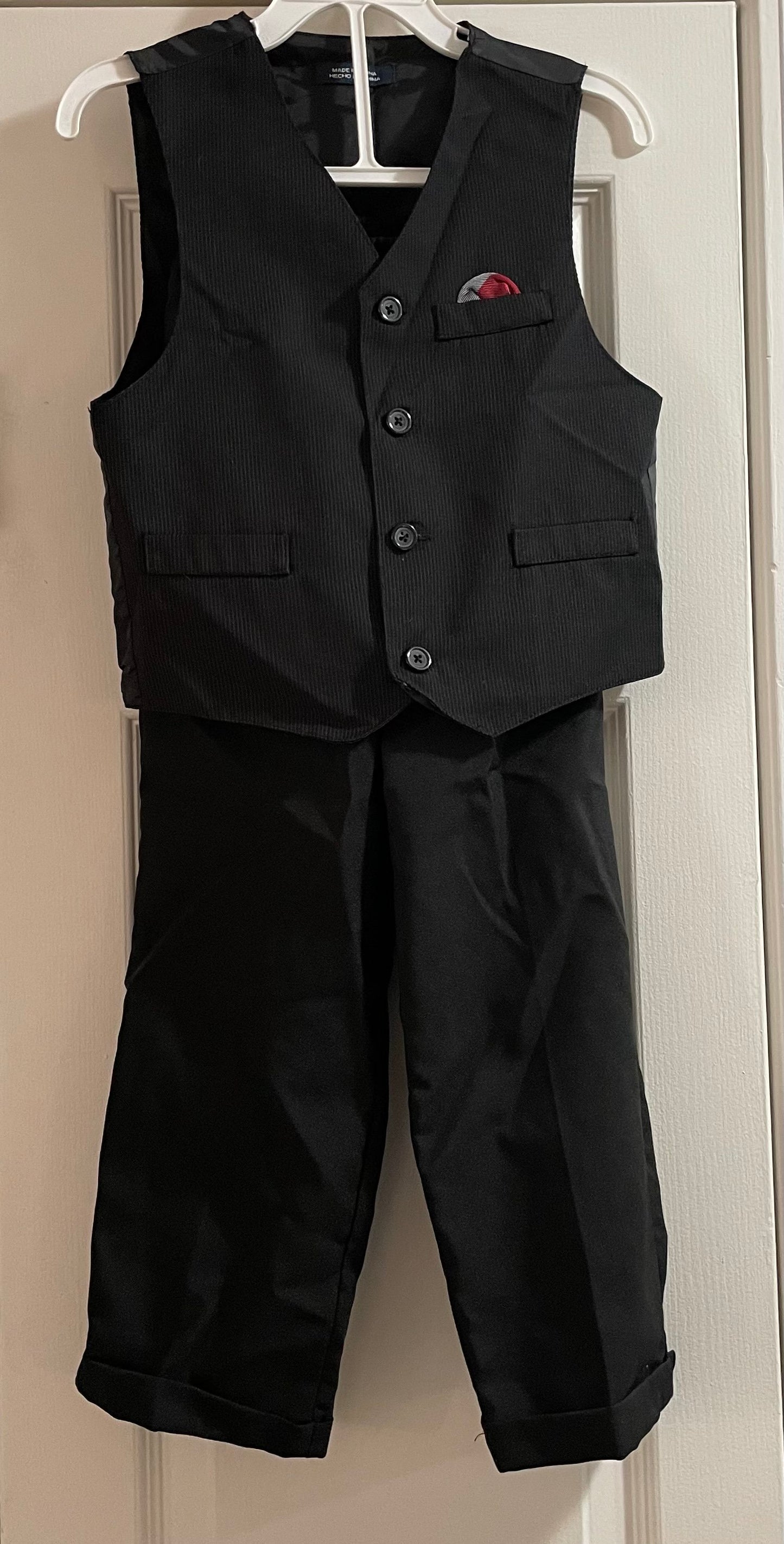 6 Boys 2pc Suit, Black Pinstripe