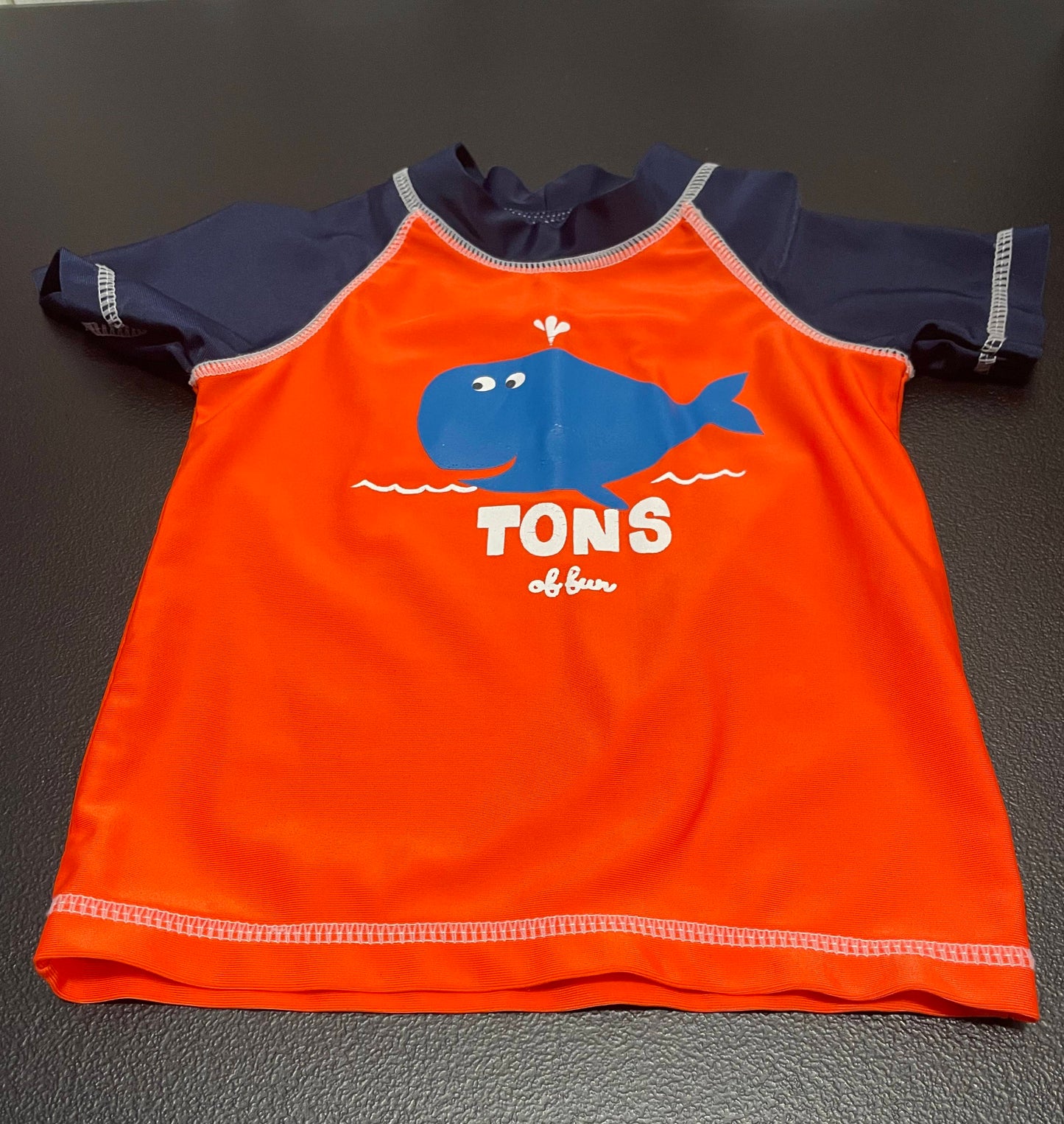 18m Boys Rash Guard, Orange/Navy w/Whale