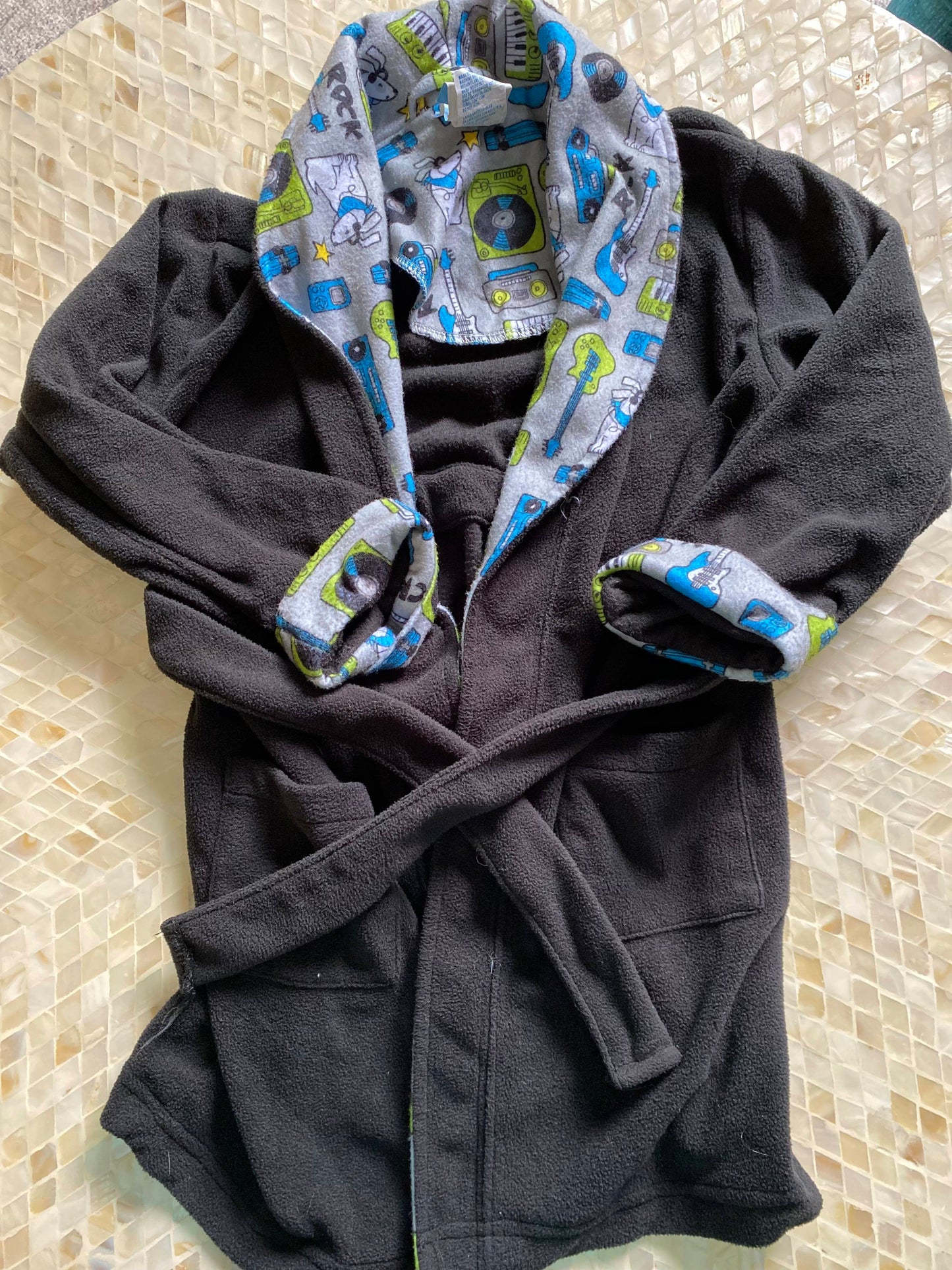 4T Boys Bathrobe Fleece Rock