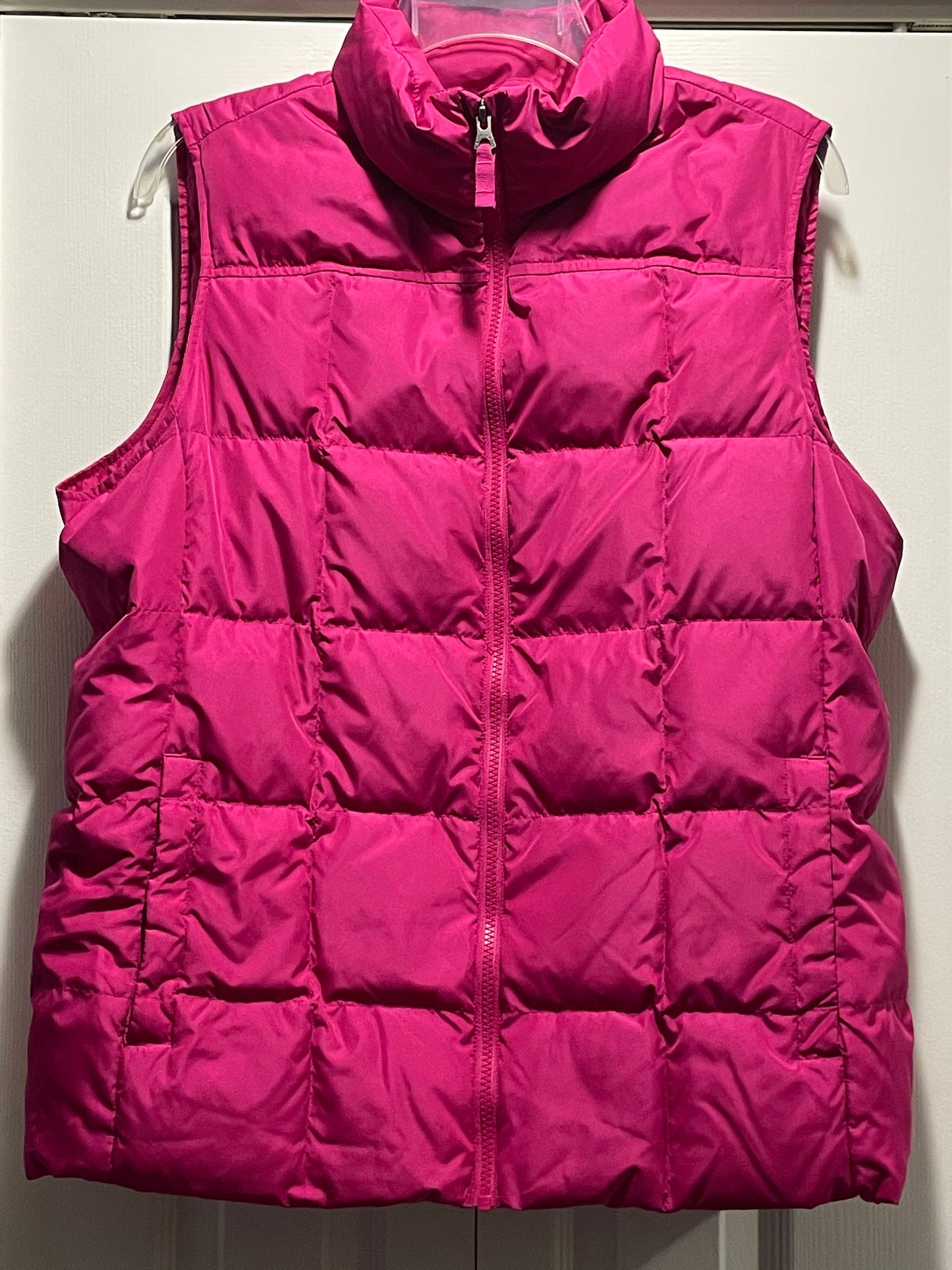 L Womens Puffer Vest, Fucscia