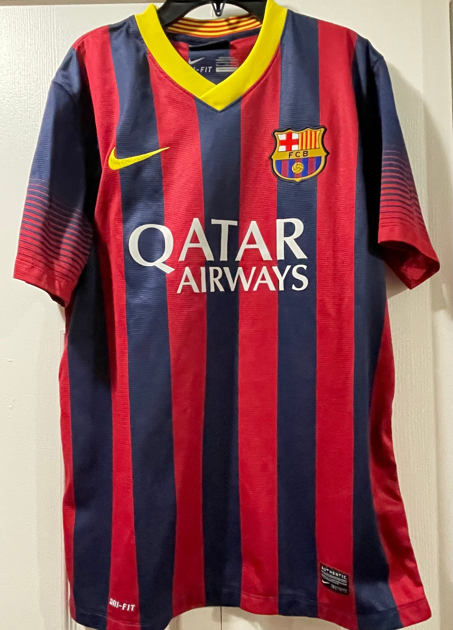M Youth Soccer Jersey, Red & Navy Stripes, FCB