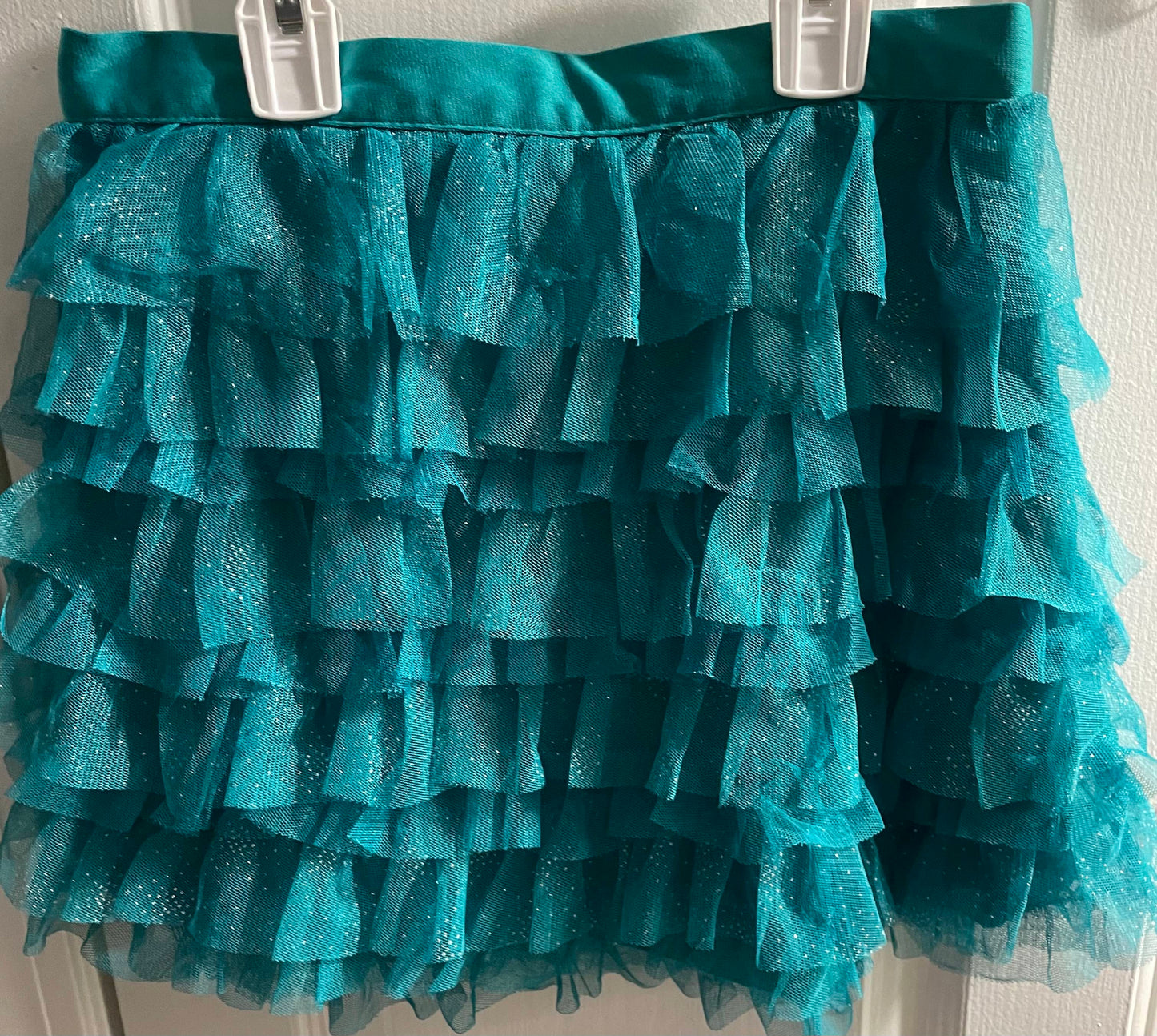 L Girls Skirt, Blue Tulle Ruffle