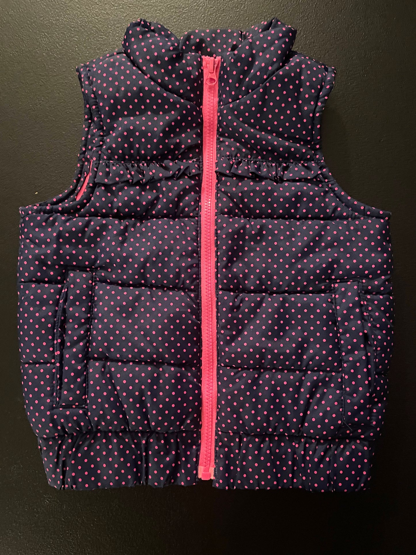 18M Girls Vest, Navy & Pink