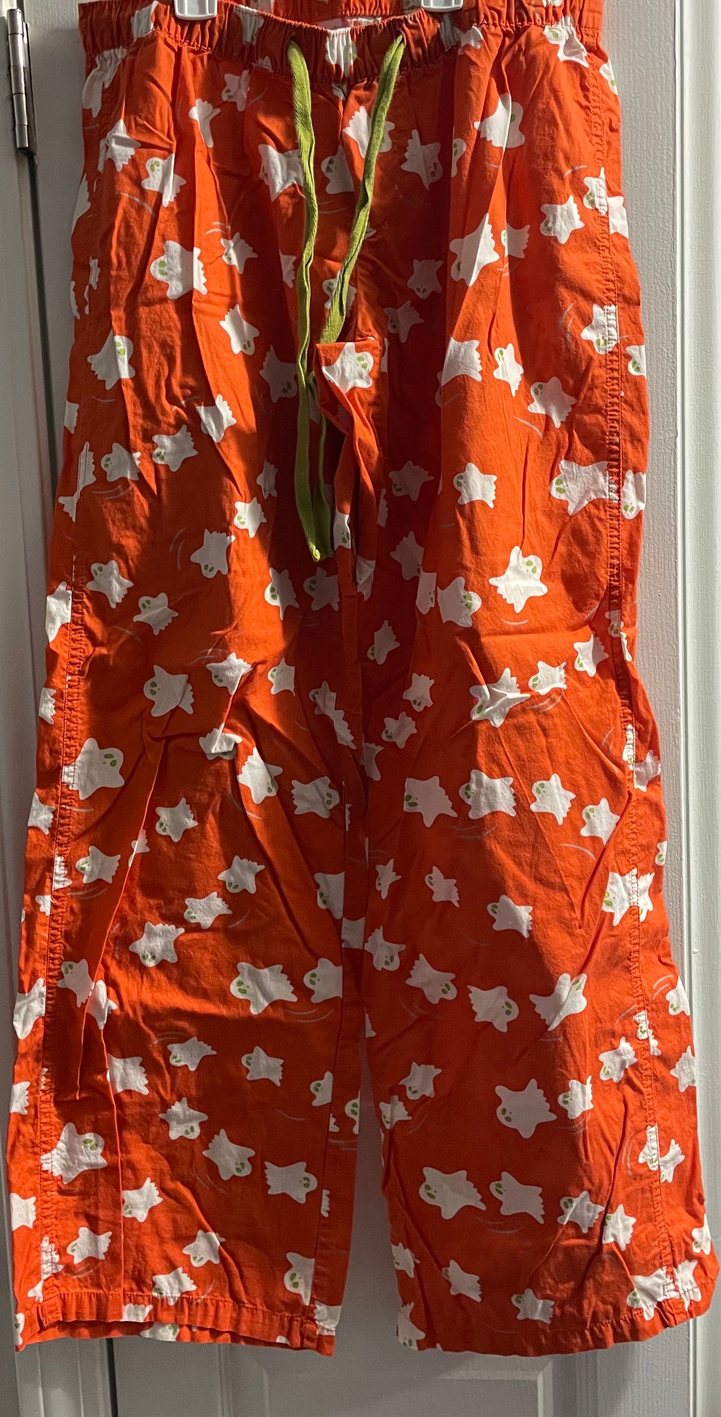 S Women’s Sleep Pants, Orange w/Ghosts