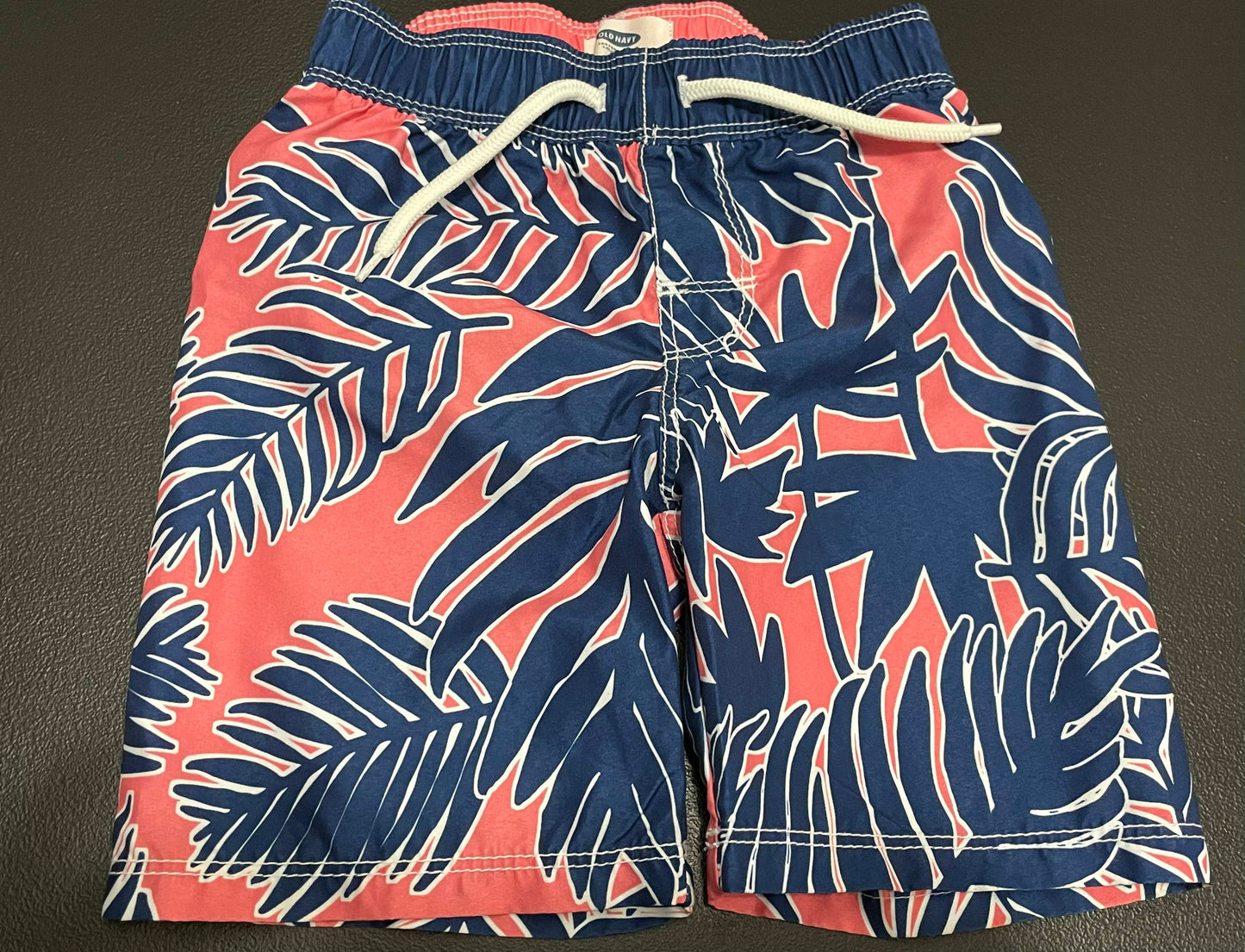 4T Boys Swim Trunks, Salmon, Palm Trees