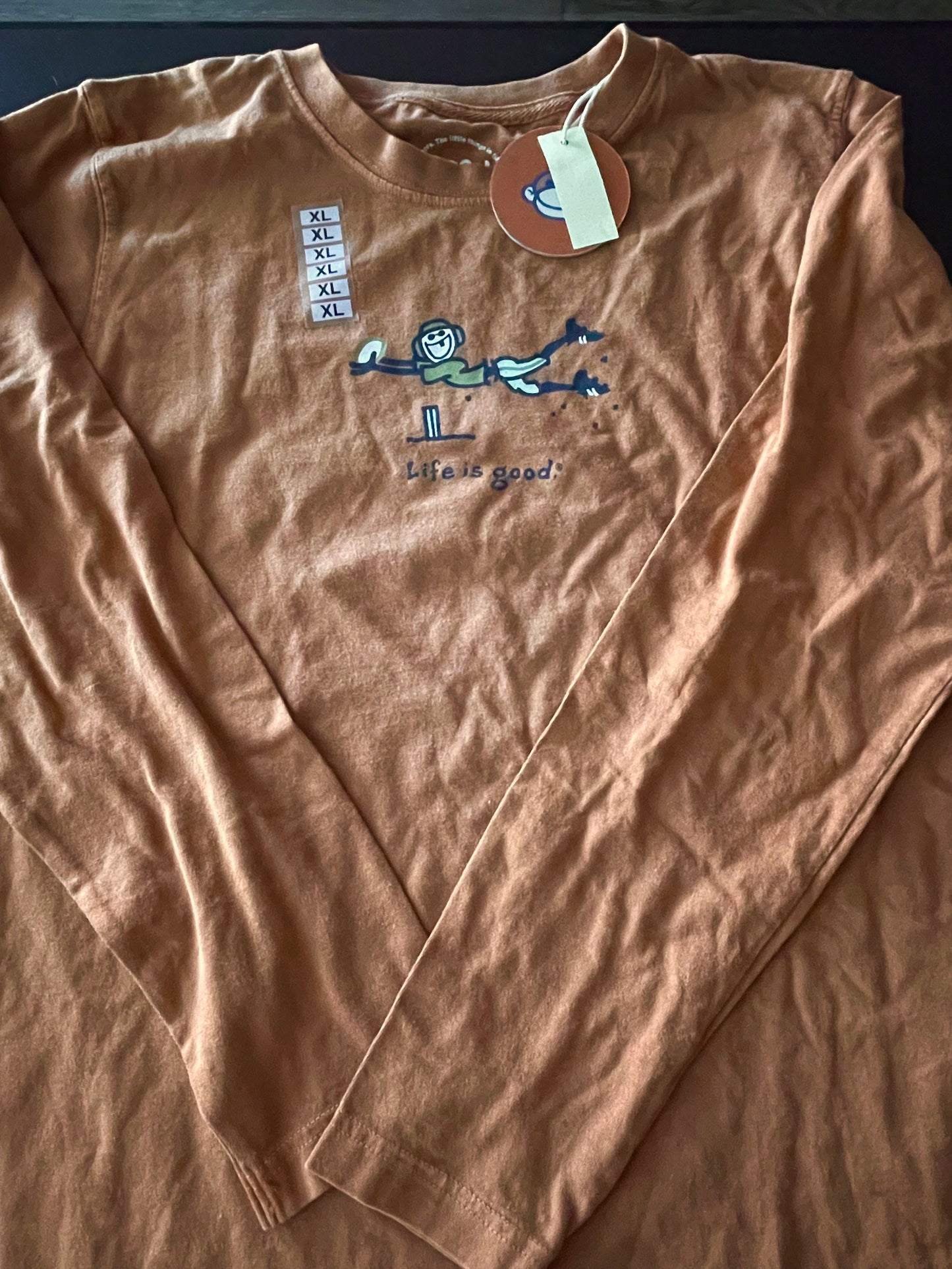 XL Boys Long Sleeve Shirt, Brown, Football Player