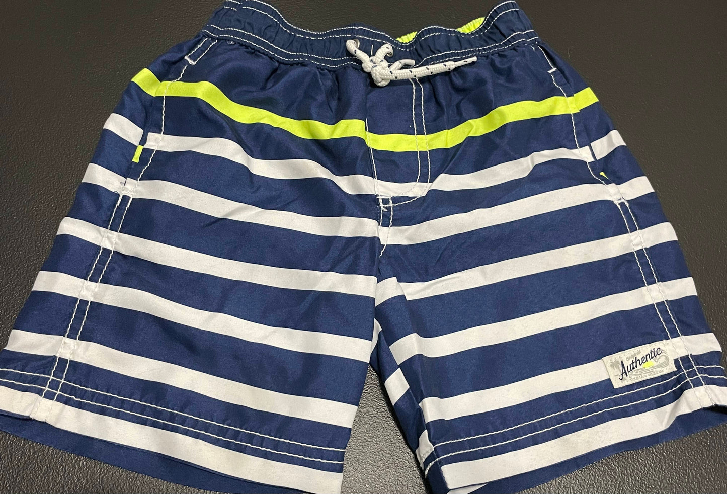 4T Boys Swim Trunks, Navy & White Striped