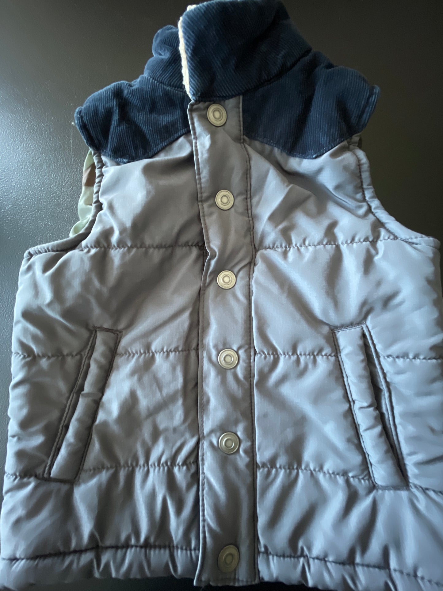 4T Boys Puffer Vest, Gray & Midnight Blue
