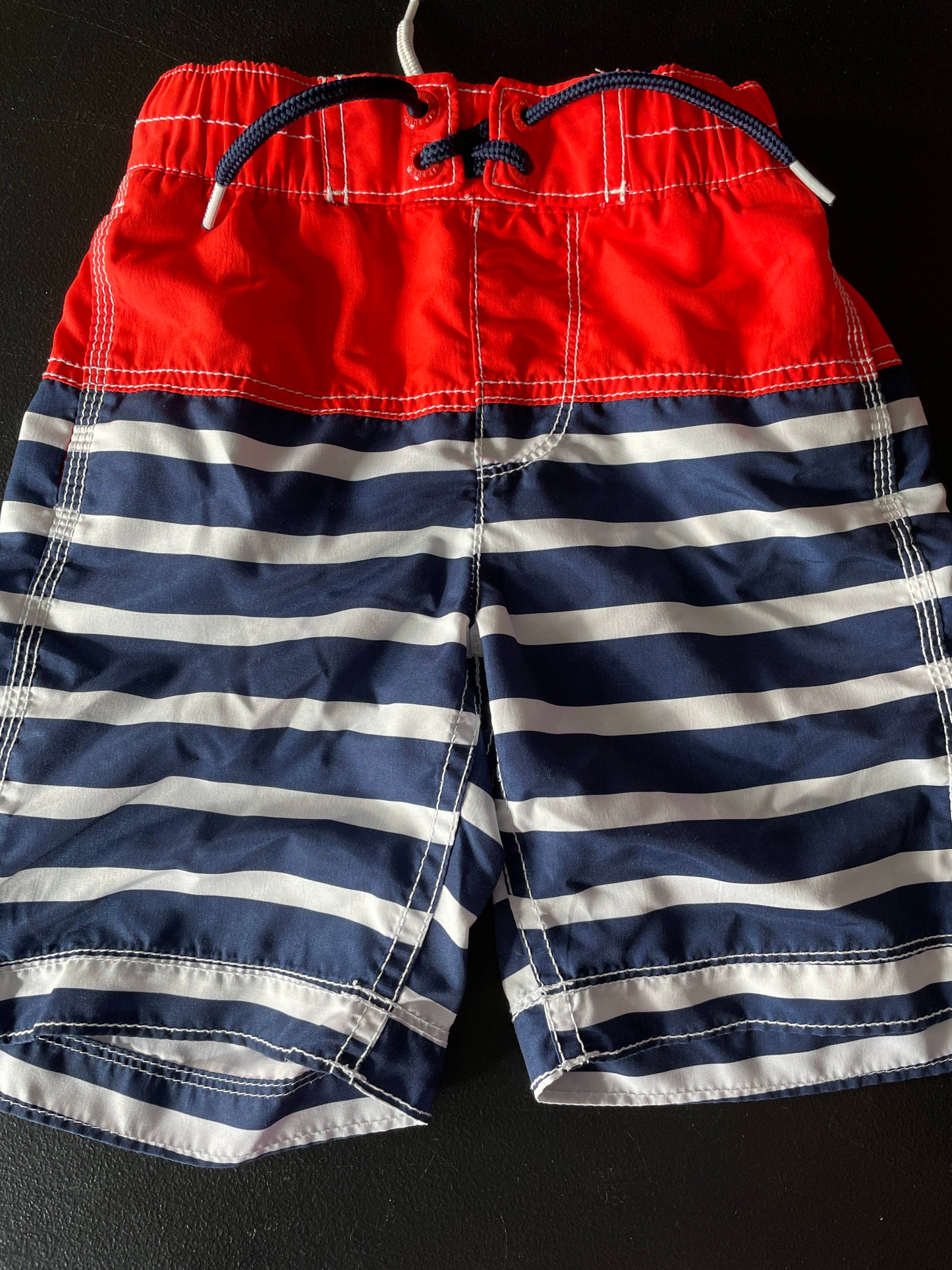 XS Boye Swim Trunks, Orange/White/Navy, Striped