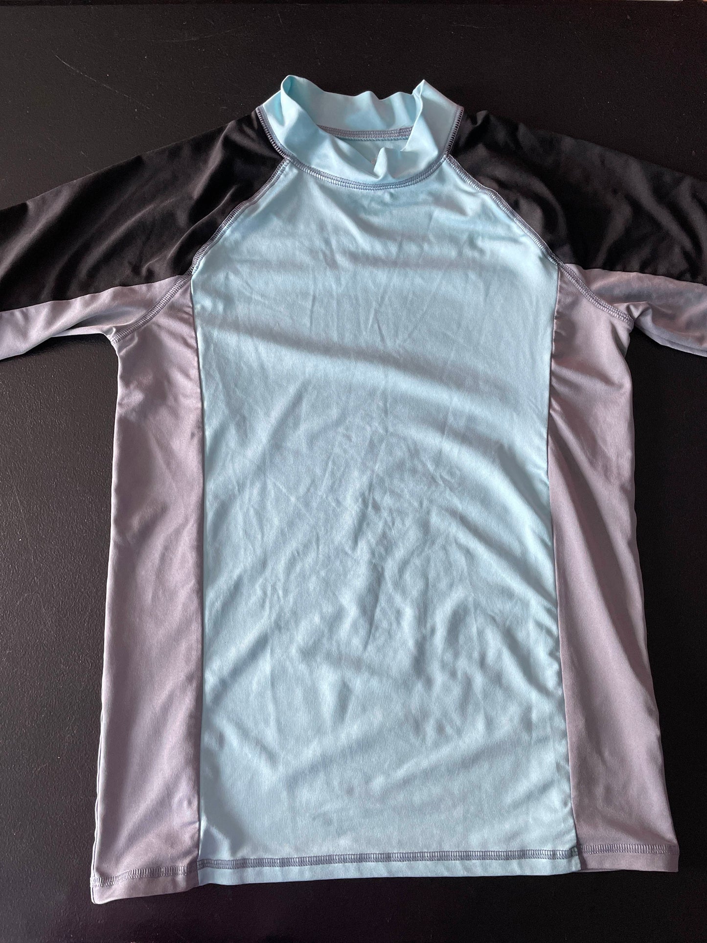 XL Boys Rashguard, Aqua & Black