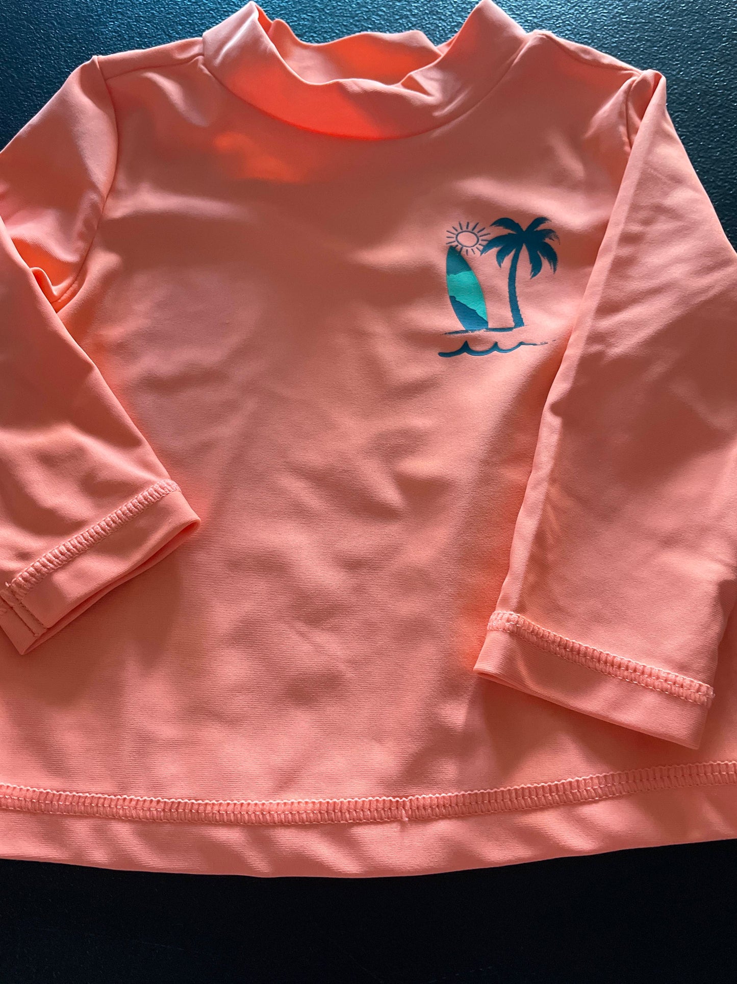 6M Boys Rash Guard, Orange, Palm & Surf