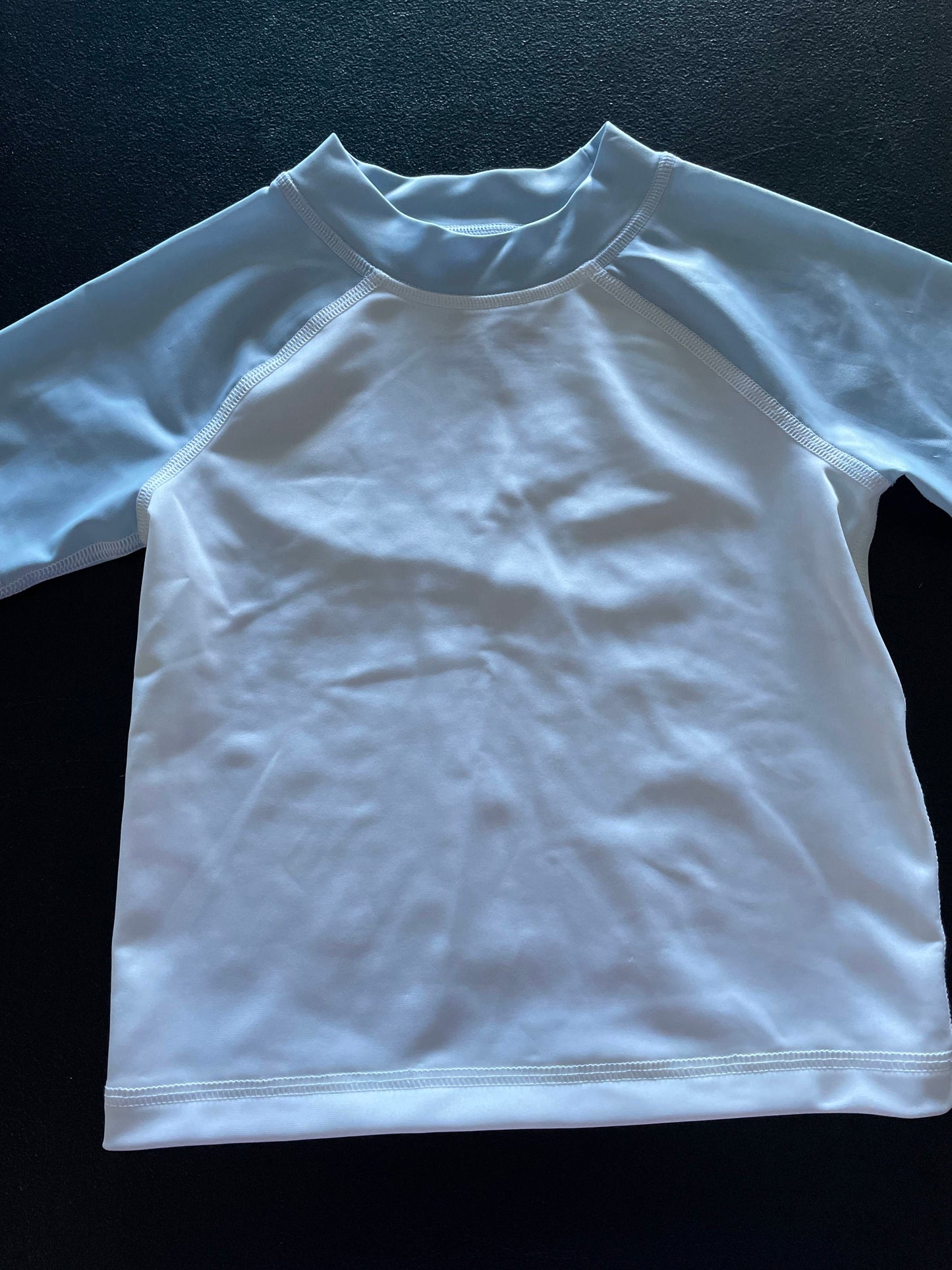 2T Boys Rash Guard, White & Pale Blue