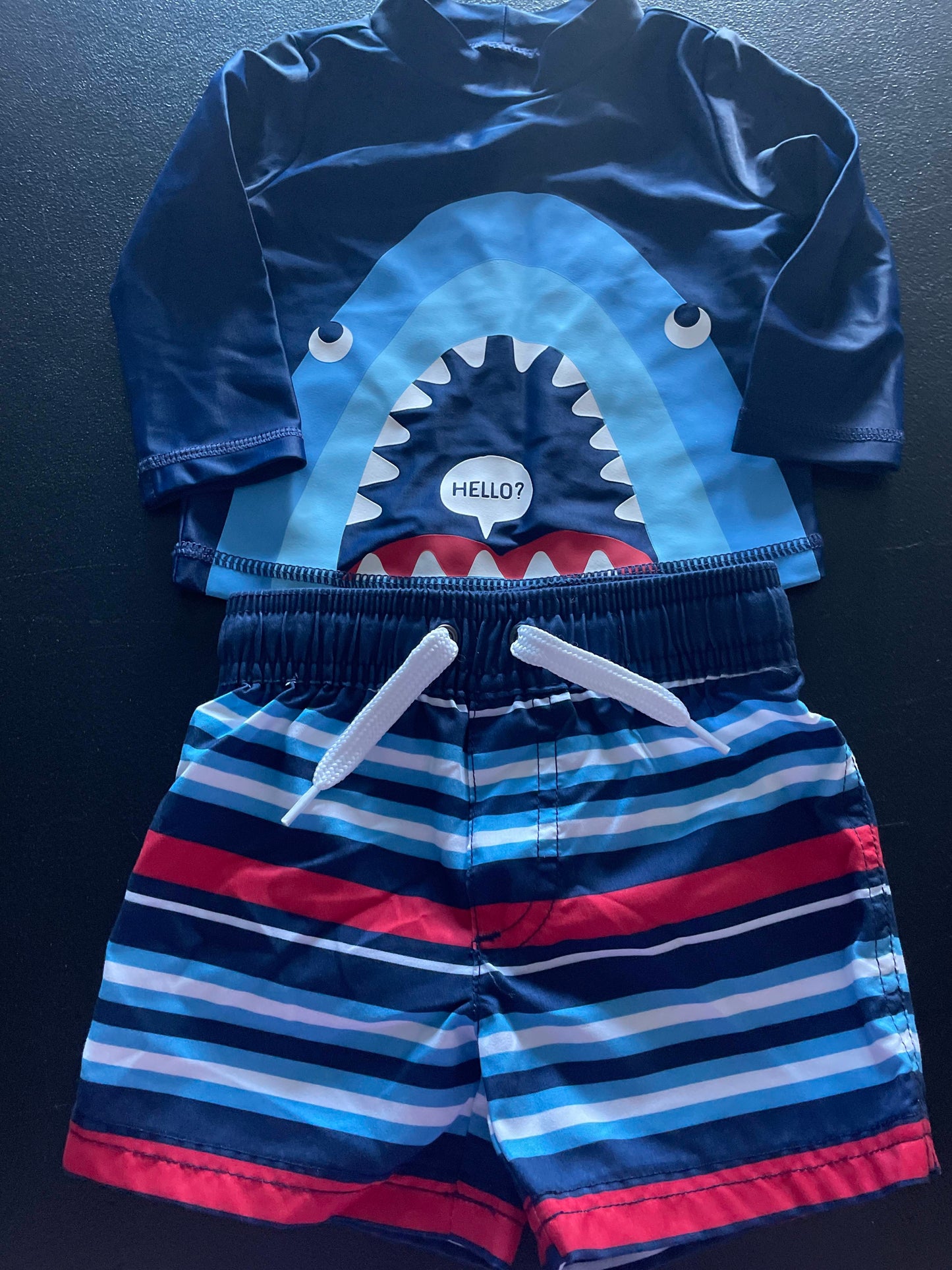 3-6m Boys Swim Set, Navy & Red, Shark