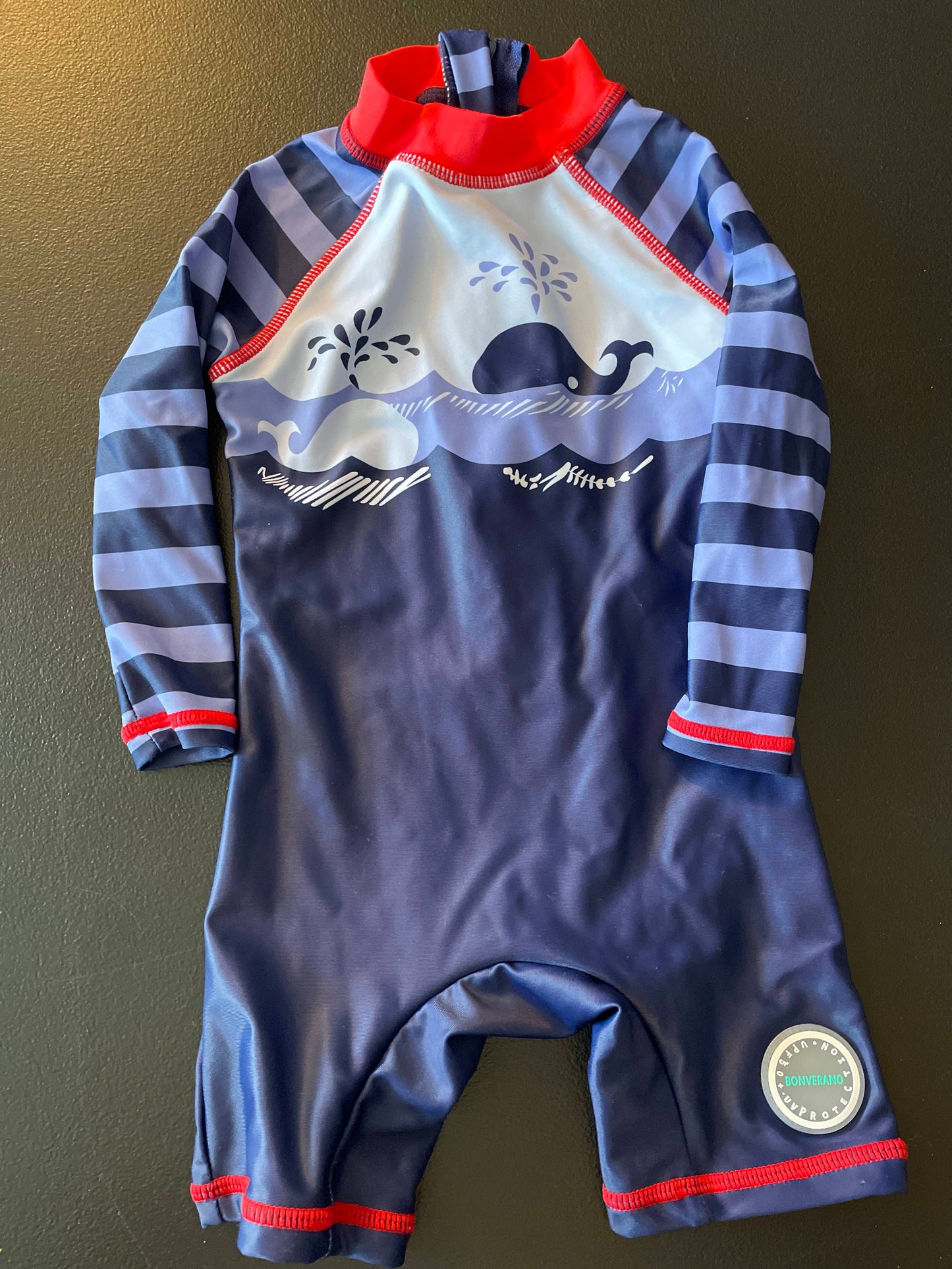 3-6M Boys Rash Guard Swimsuit, Blue, Whale