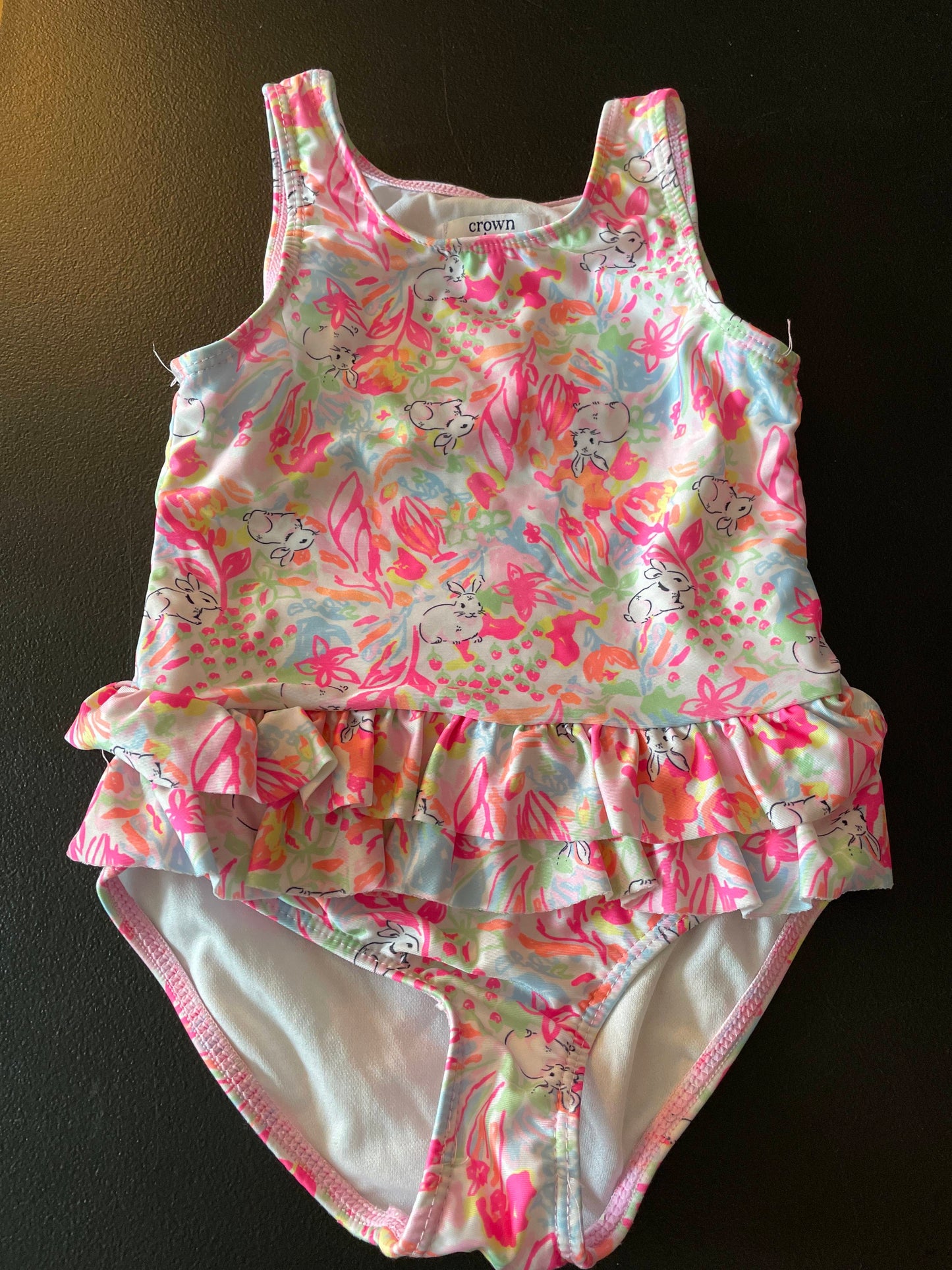 4T Girls Bathing Suit, Pink, Bunnies