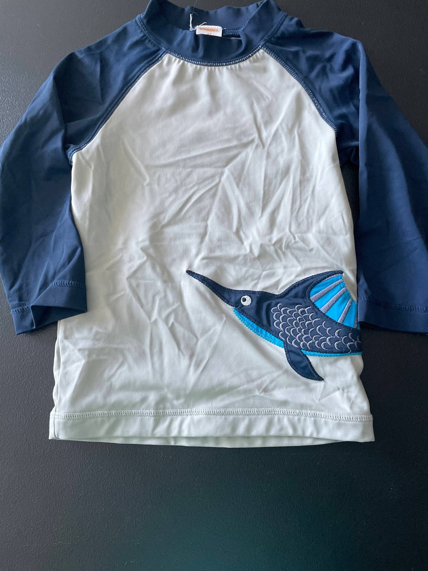 4T Boys Long Sleeve Rash Guard, Gray & Navy, Marlin