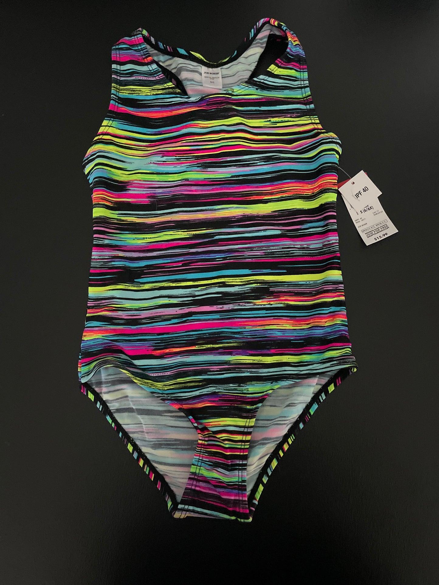 S Girls Bathing Suit, Multicolored, Striped