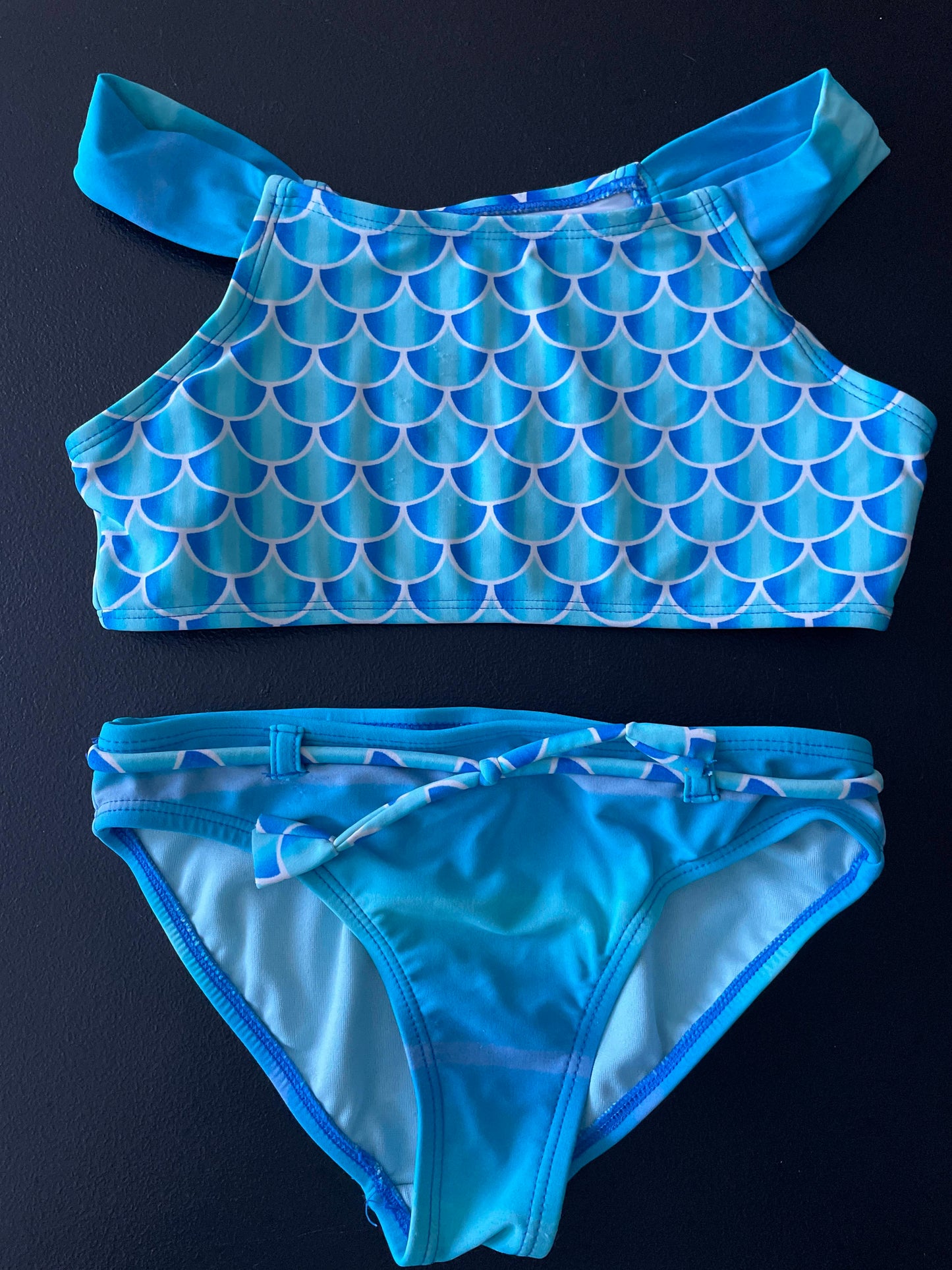 6/6X Girls Bikini, Blue, Mermaid Scales