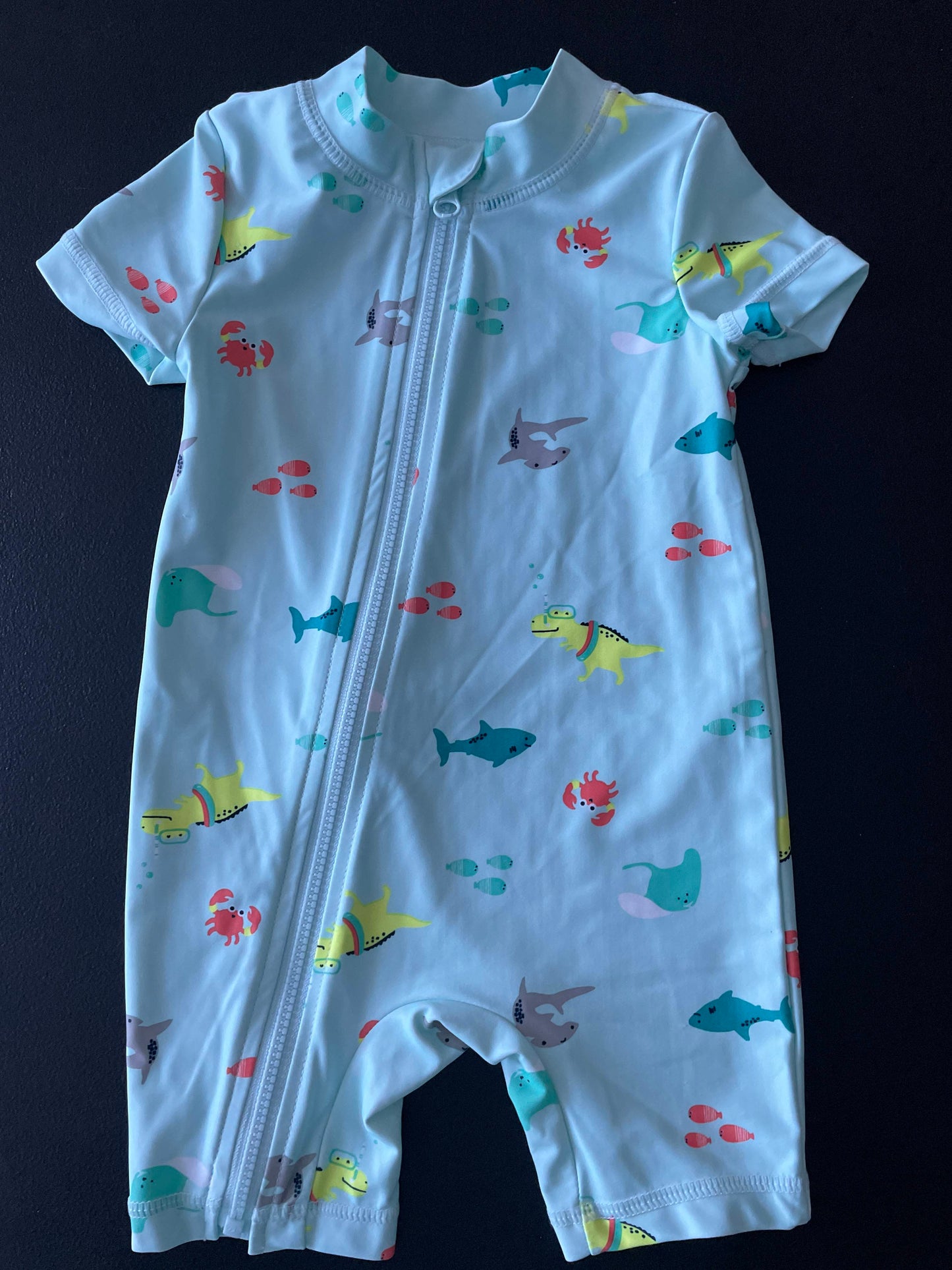 6’ Boys Rash Guard Suit, Blue, Dinos Under Sea