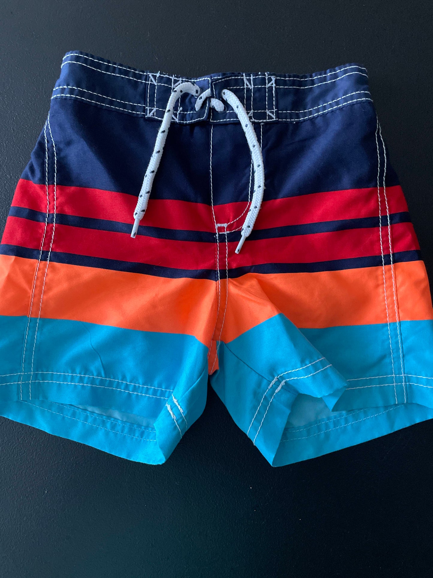 2T Boys Swim Trunks, Multicolored Stripes