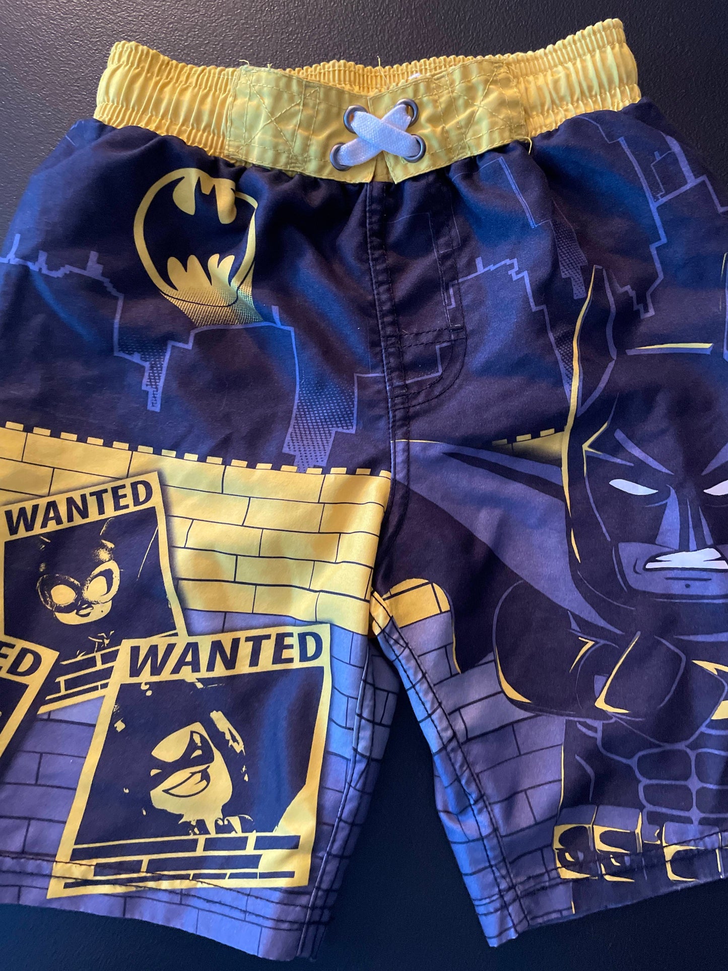 5 Boys Swim Trunks, Black & Yellow, Lego Batman