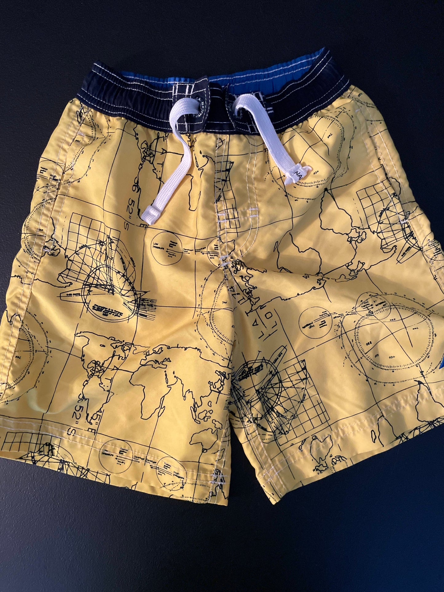 5/6 Boys Swim Trunks, Yellow & Black, Map
