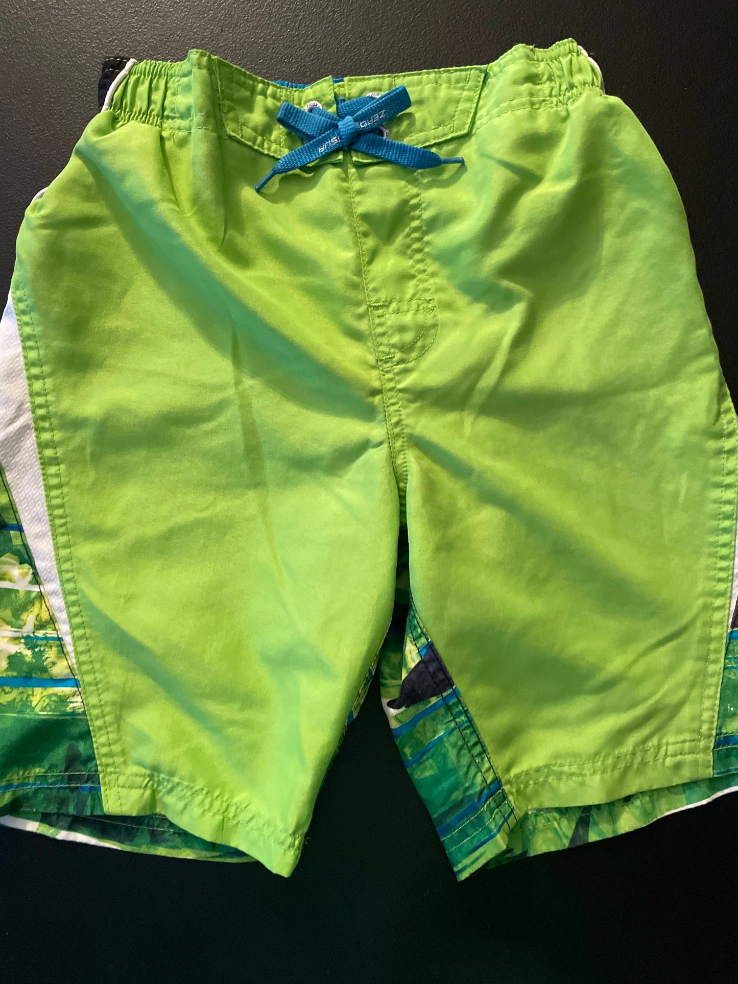 7 Boys Swim Trunks, Lime Green, Sharks