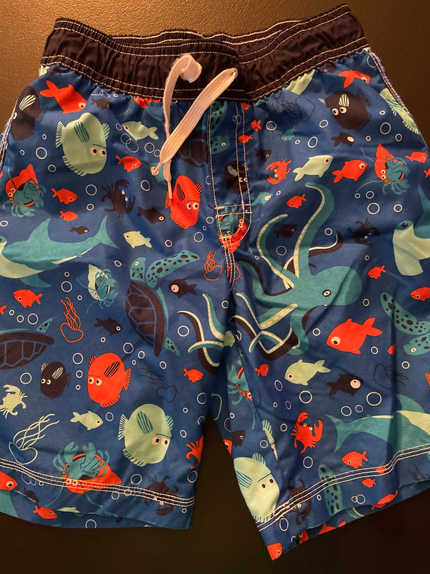 7/8 Boys Swim Trunks, Blue, Sea Creatures