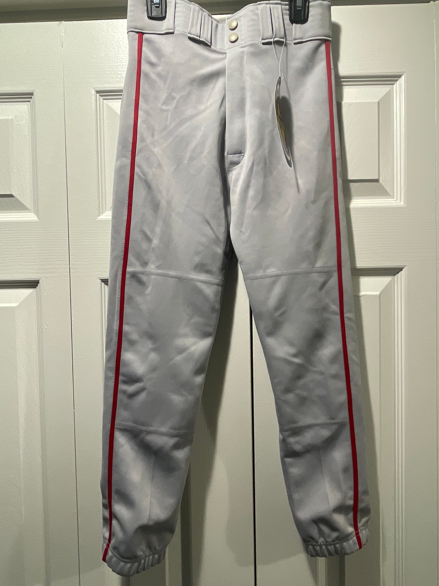 L Youth Baseball Pants, Gray & Red