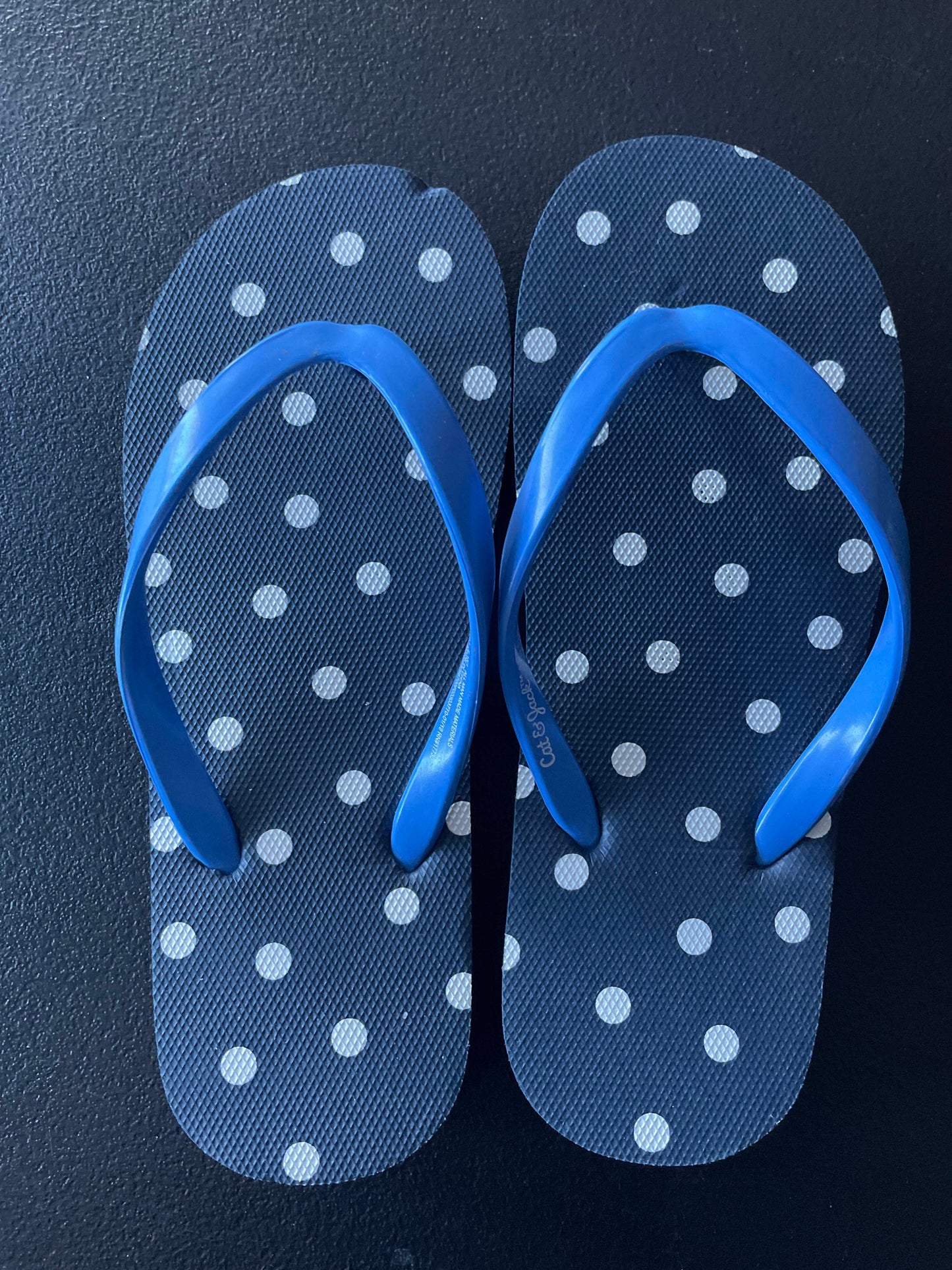 S Girls Flip Flops, Navy & Blue, Polkadots
